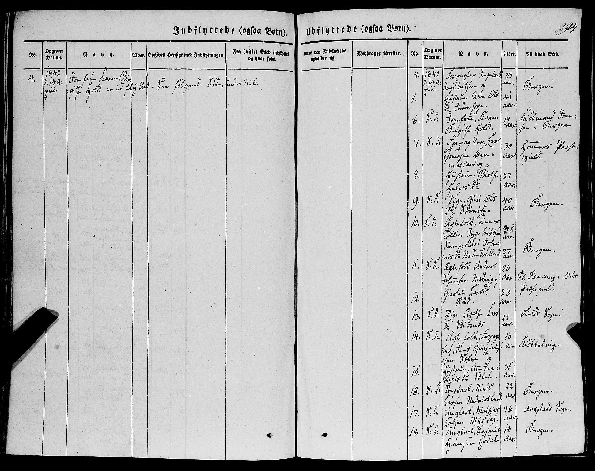 Fana Sokneprestembete, SAB/A-75101/H/Haa/Haaa/L0008: Parish register (official) no. A 8, 1829-1851, p. 294