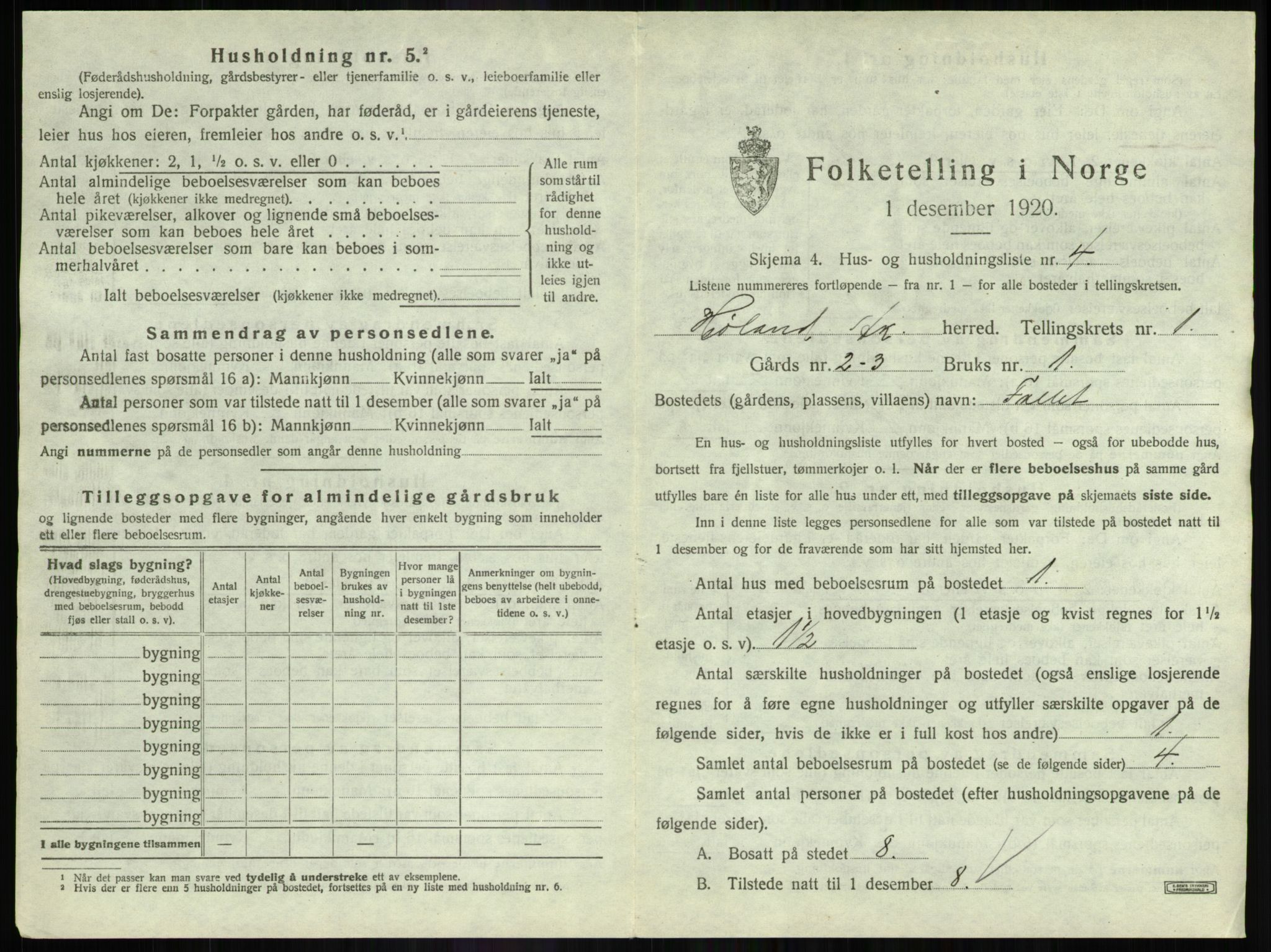 SAO, 1920 census for Høland, 1920, p. 69