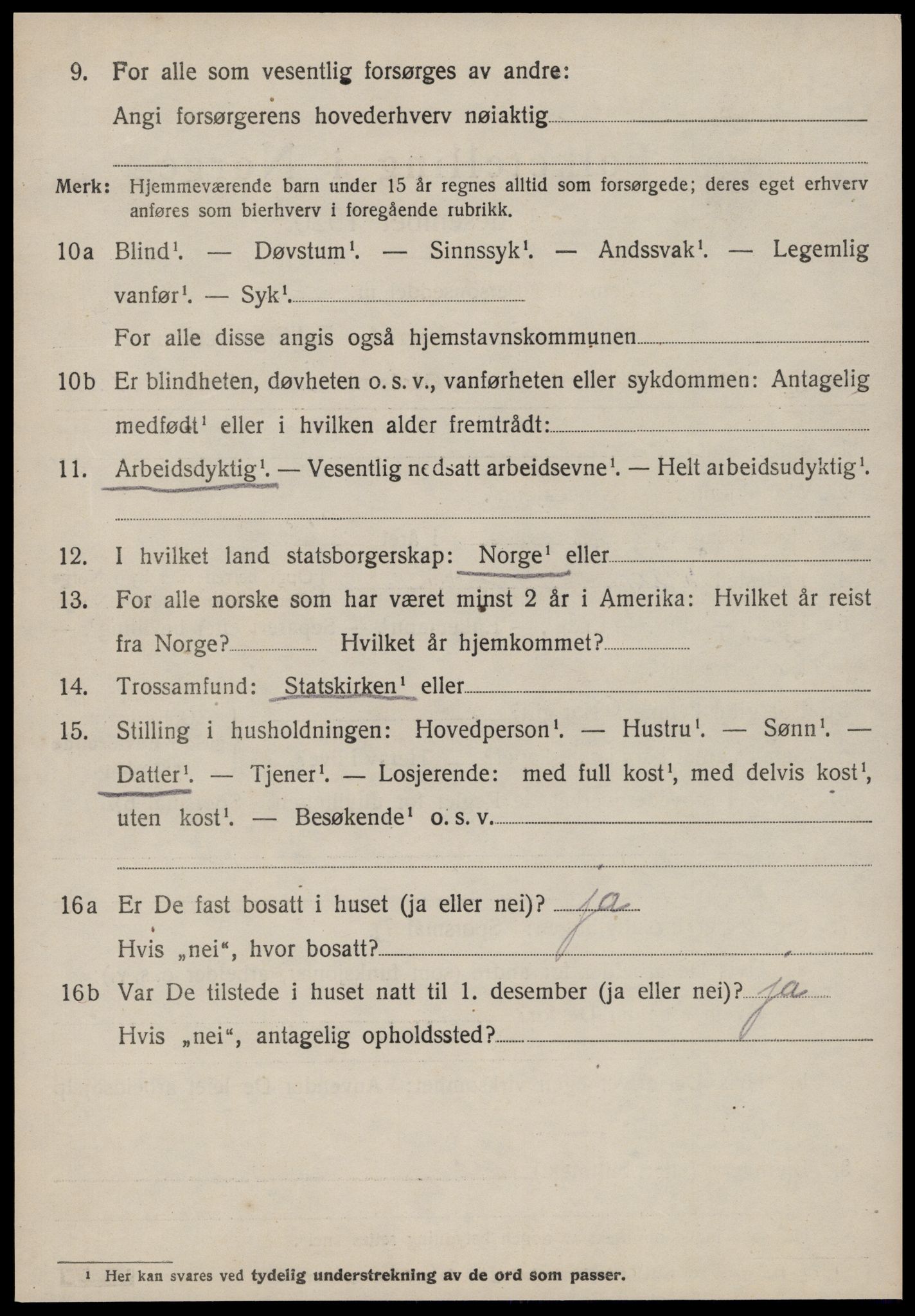 SAT, 1920 census for Ulstein, 1920, p. 3109