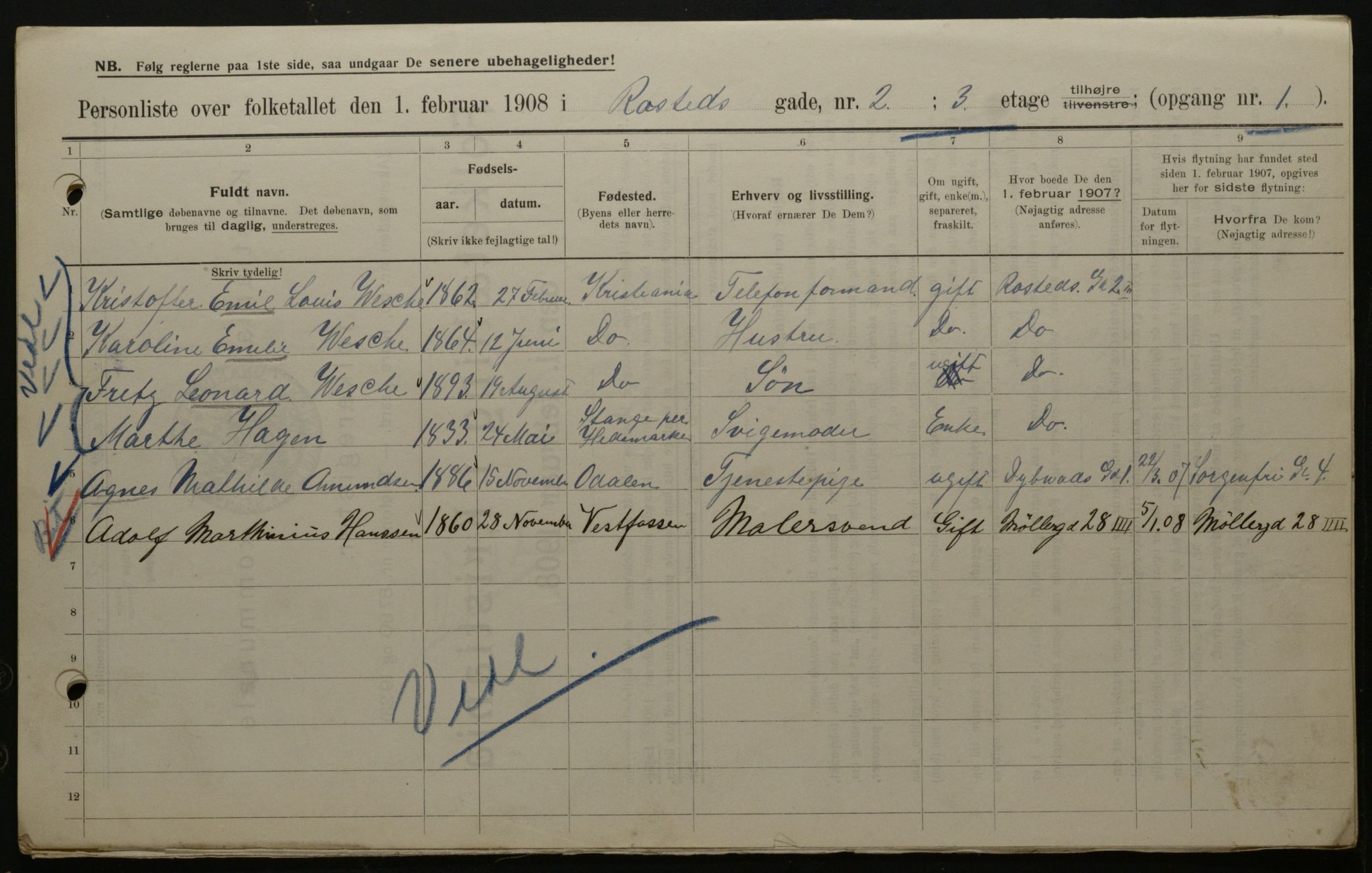 OBA, Municipal Census 1908 for Kristiania, 1908, p. 75687