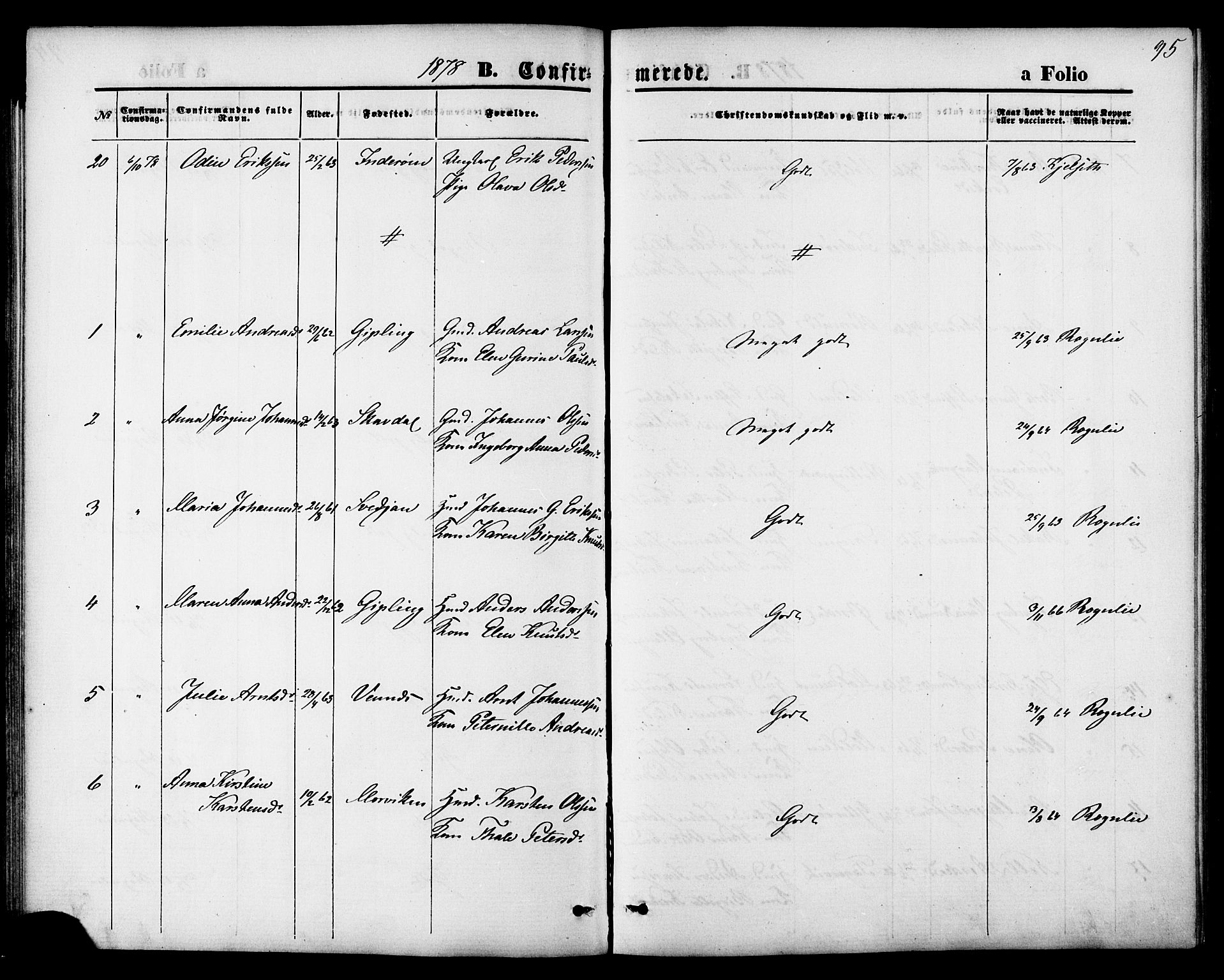 Ministerialprotokoller, klokkerbøker og fødselsregistre - Nord-Trøndelag, AV/SAT-A-1458/744/L0419: Parish register (official) no. 744A03, 1867-1881, p. 95