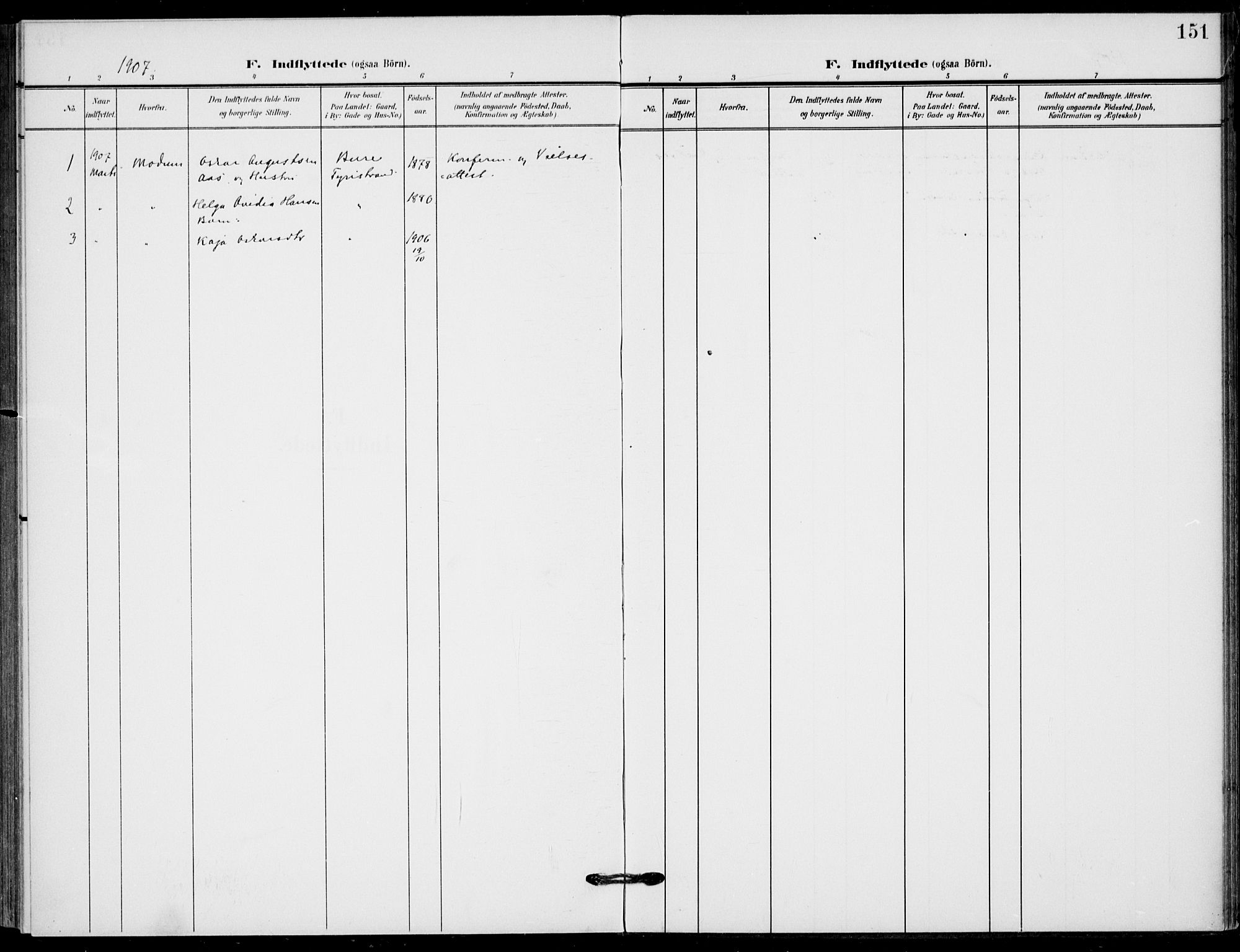 Hole kirkebøker, SAKO/A-228/F/Fb/L0003: Parish register (official) no. II 3, 1906-1916, p. 151