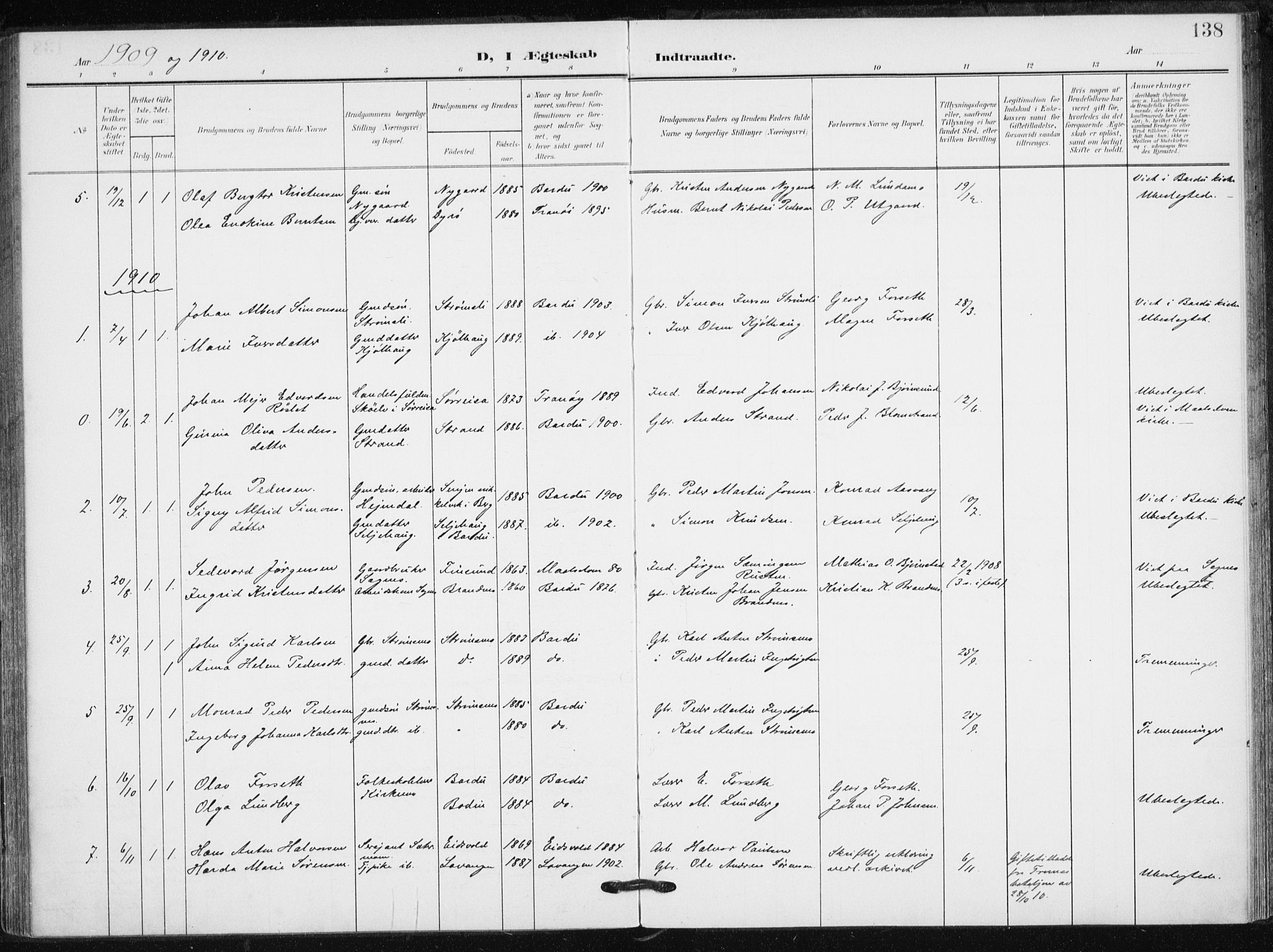 Målselv sokneprestembete, SATØ/S-1311/G/Ga/Gaa/L0013kirke: Parish register (official) no. 13, 1903-1919, p. 138