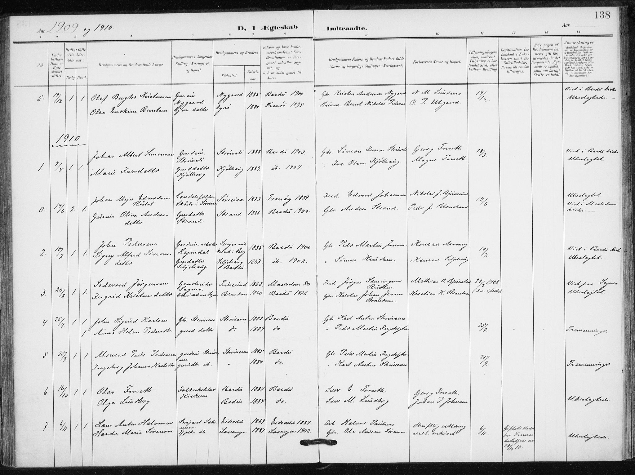 Målselv sokneprestembete, AV/SATØ-S-1311/G/Ga/Gaa/L0013kirke: Parish register (official) no. 13, 1903-1919, p. 138