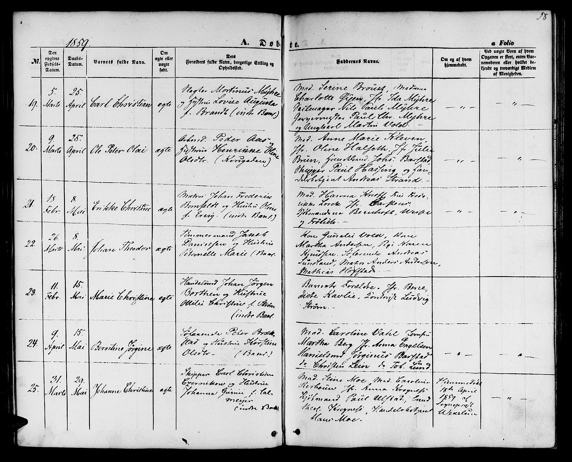 Ministerialprotokoller, klokkerbøker og fødselsregistre - Sør-Trøndelag, AV/SAT-A-1456/604/L0184: Parish register (official) no. 604A05, 1851-1860, p. 58