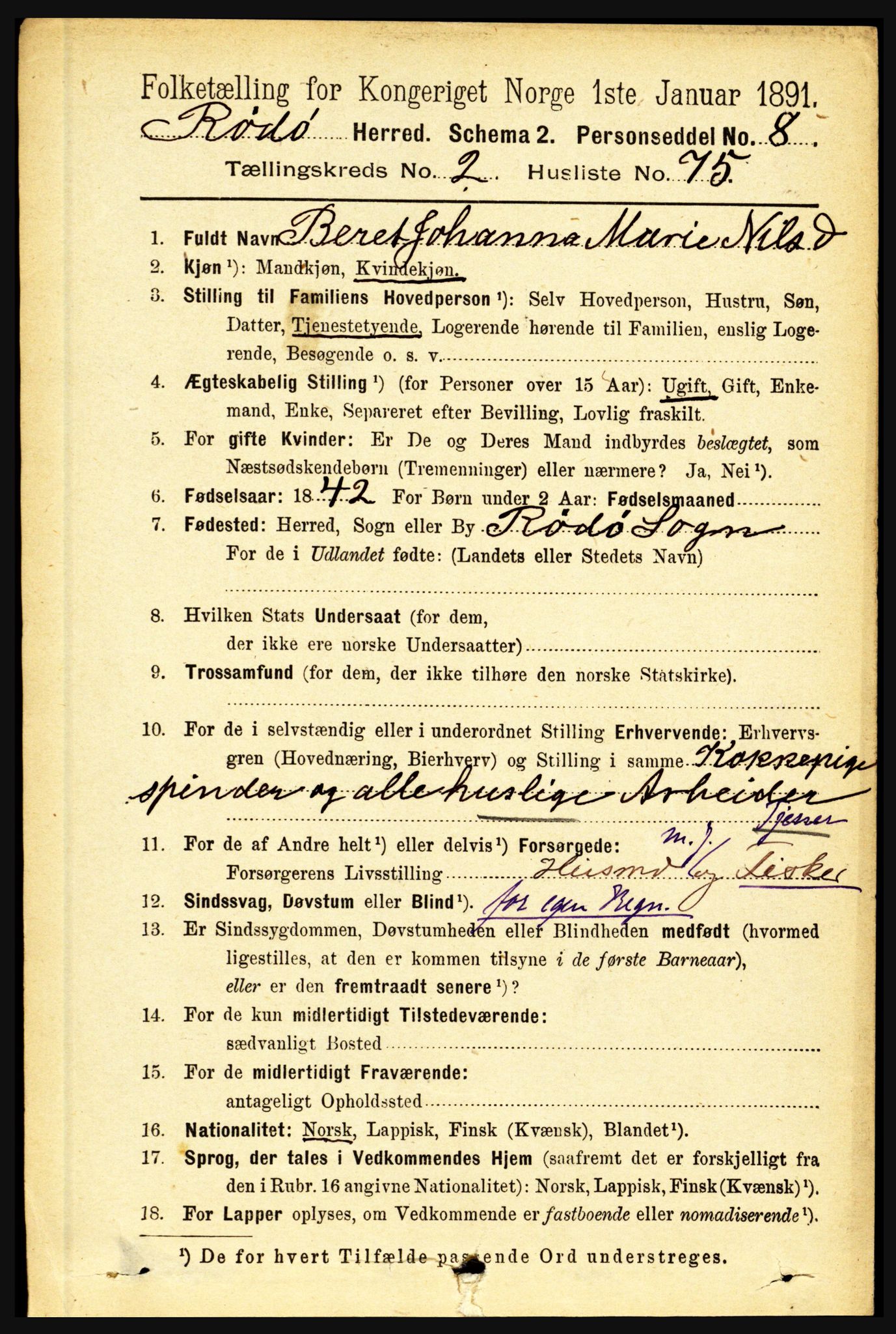 RA, 1891 census for 1836 Rødøy, 1891, p. 735