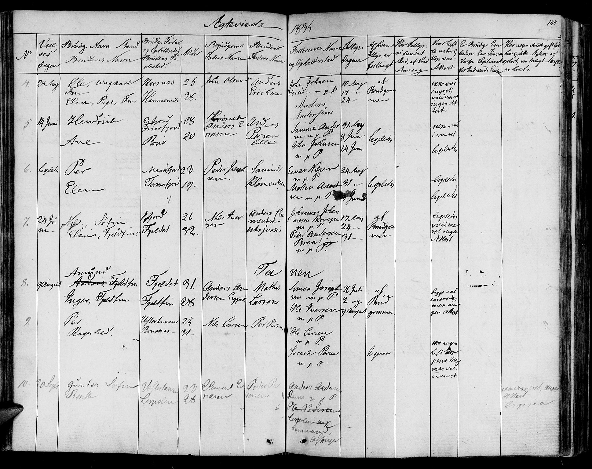 Lebesby sokneprestkontor, SATØ/S-1353/H/Ha/L0003kirke: Parish register (official) no. 3, 1833-1852, p. 144