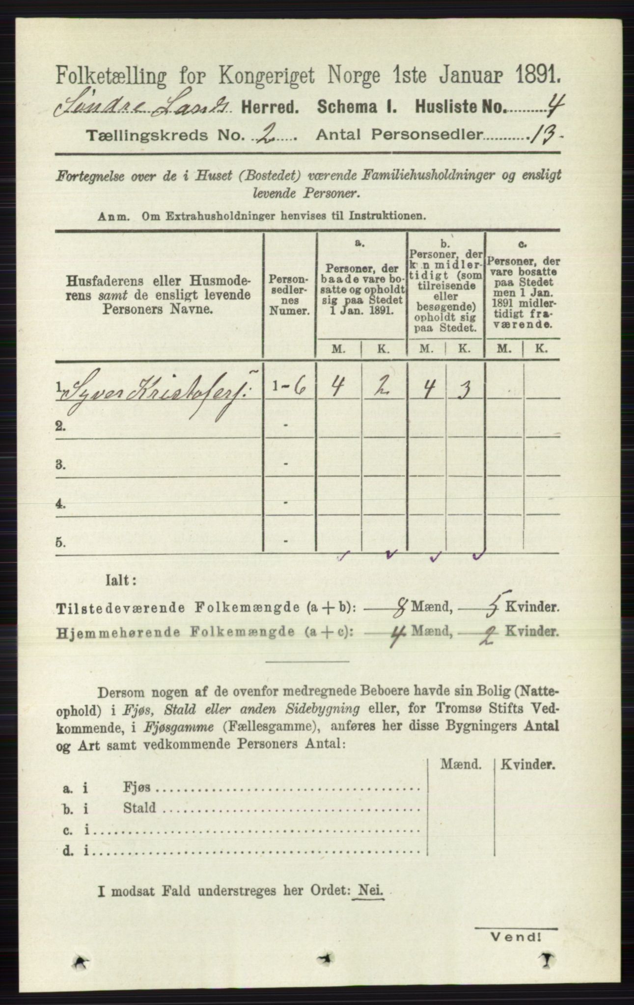 RA, 1891 census for 0536 Søndre Land, 1891, p. 836