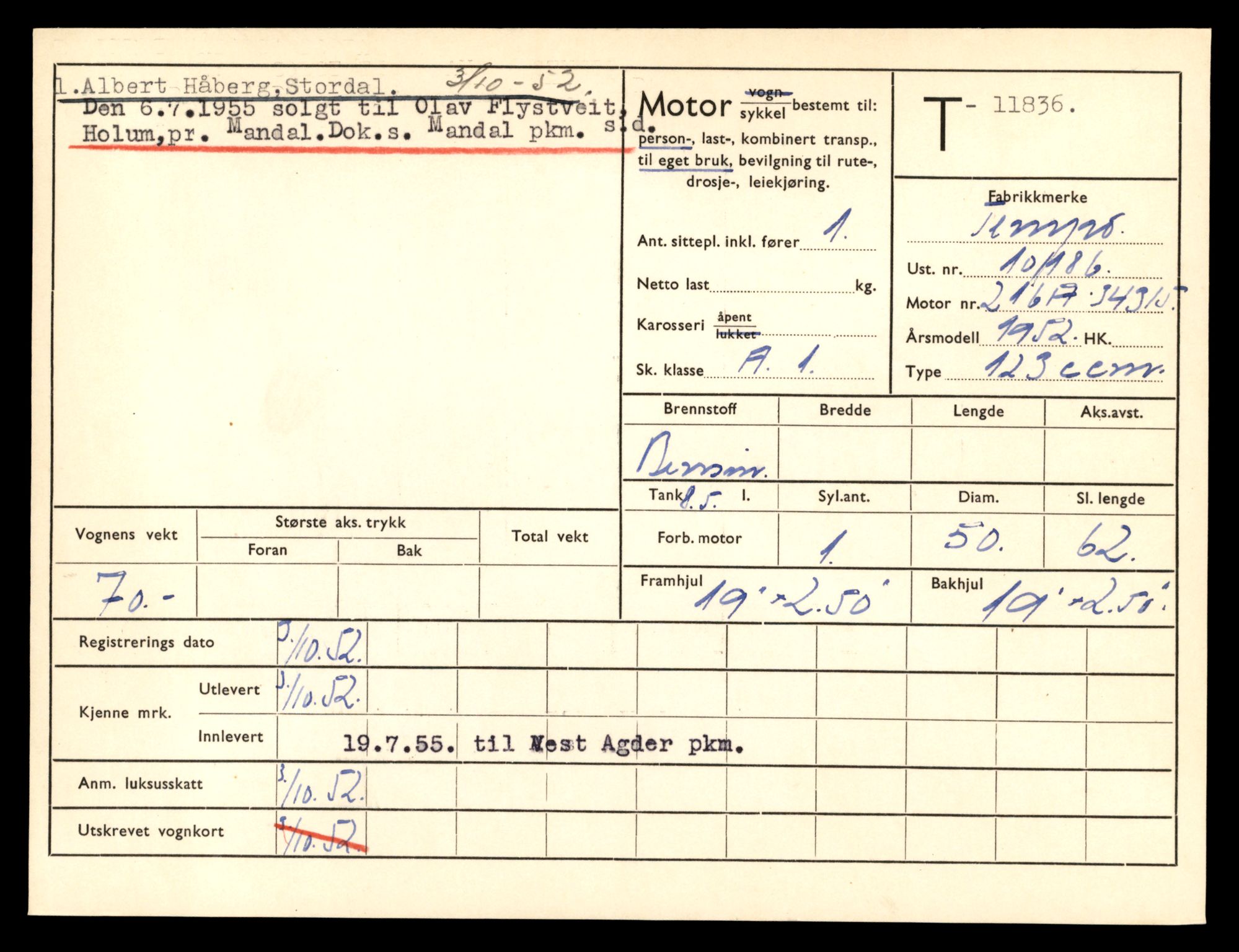 Møre og Romsdal vegkontor - Ålesund trafikkstasjon, AV/SAT-A-4099/F/Fe/L0031: Registreringskort for kjøretøy T 11800 - T 11996, 1927-1998, p. 693