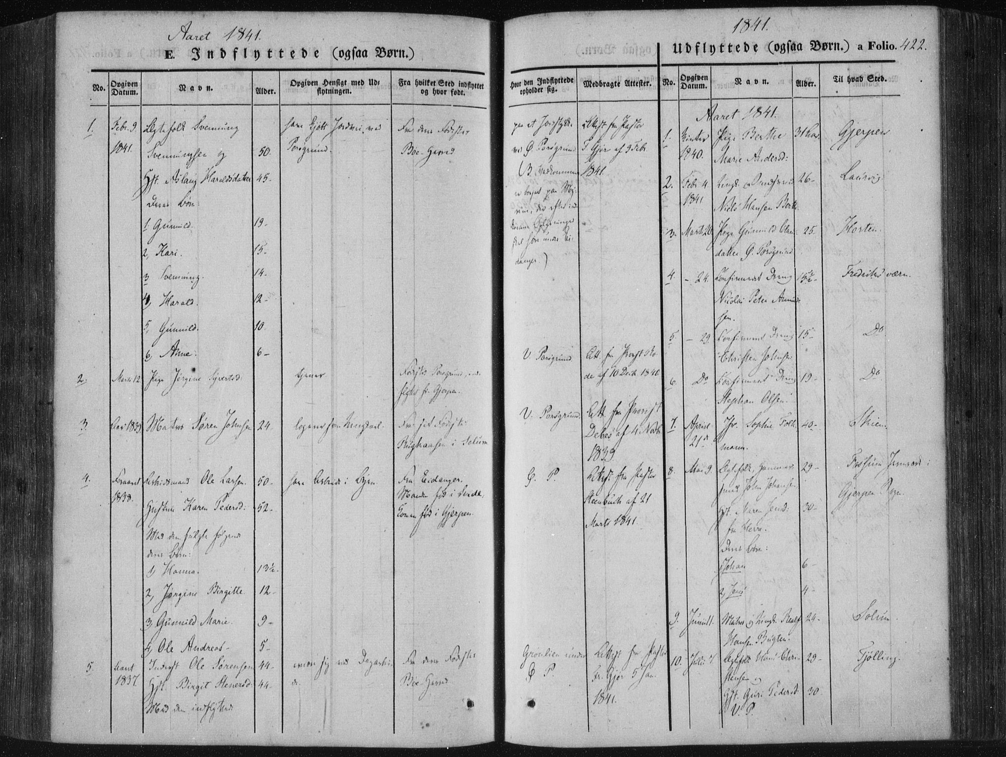 Porsgrunn kirkebøker , SAKO/A-104/F/Fa/L0006: Parish register (official) no. 6, 1841-1857, p. 422