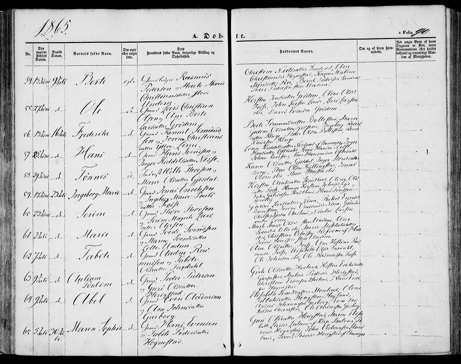 Lye sokneprestkontor, SAST/A-101794/001/30BA/L0007: Parish register (official) no. A 6, 1856-1871, p. 90