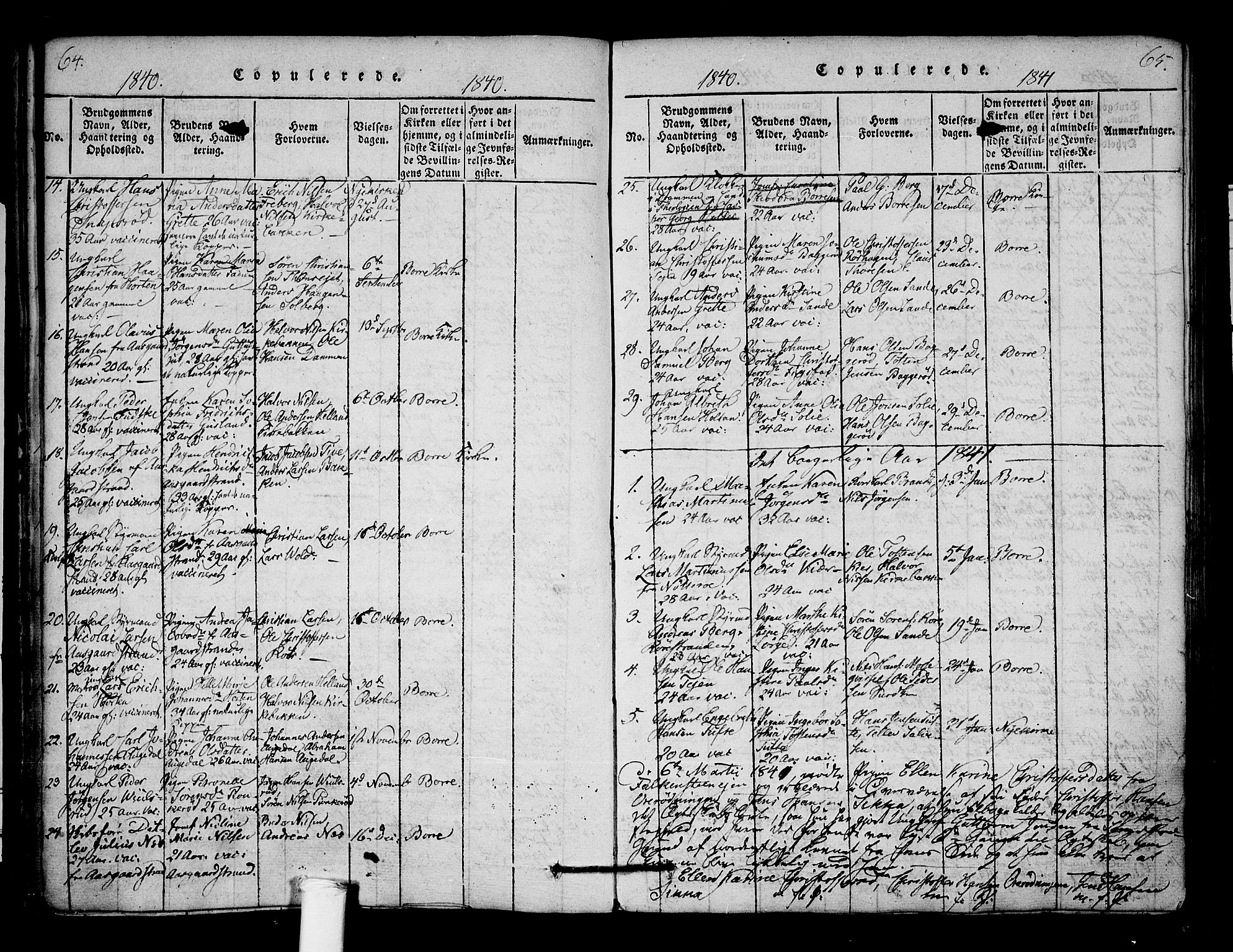 Borre kirkebøker, AV/SAKO-A-338/F/Fa/L0004: Parish register (official) no. I 4, 1815-1845, p. 64-65