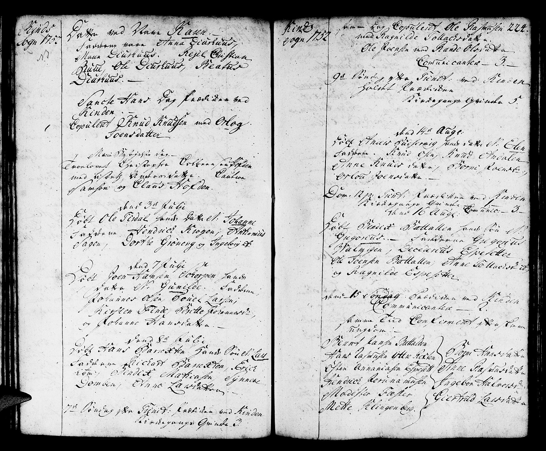 Kinn sokneprestembete, AV/SAB-A-80801/H/Haa/Haaa/L0002: Parish register (official) no. A 2, 1729-1785, p. 224