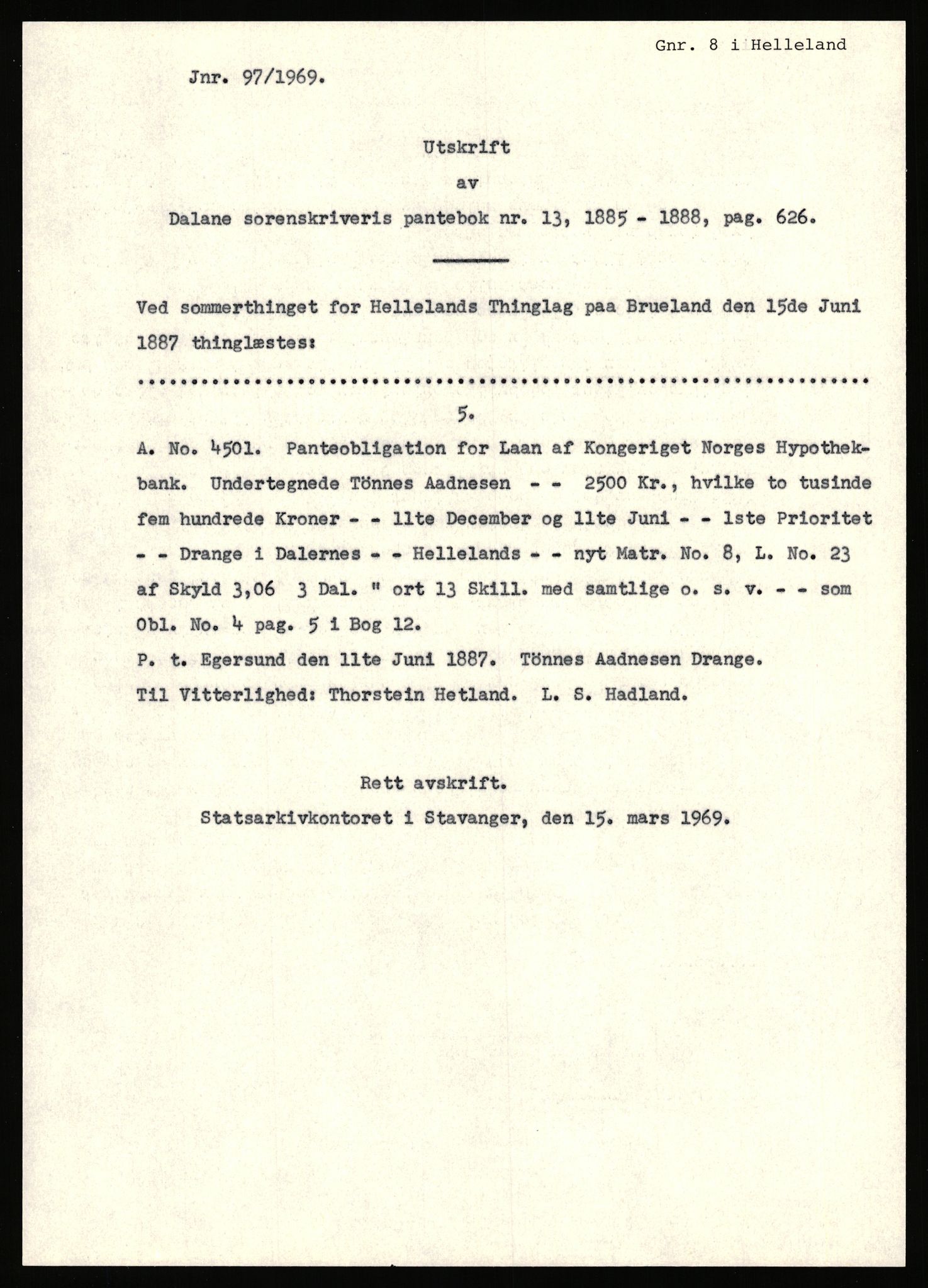 Statsarkivet i Stavanger, AV/SAST-A-101971/03/Y/Yj/L0014: Avskrifter sortert etter gårdsnanv: Dalve - Dyrland, 1750-1930, p. 405