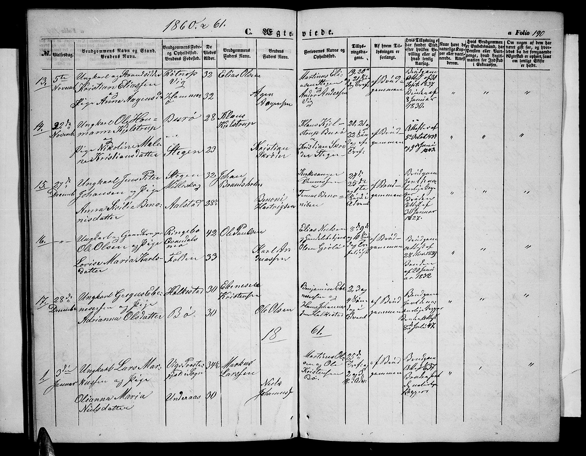 Ministerialprotokoller, klokkerbøker og fødselsregistre - Nordland, AV/SAT-A-1459/855/L0814: Parish register (copy) no. 855C03, 1851-1864, p. 190