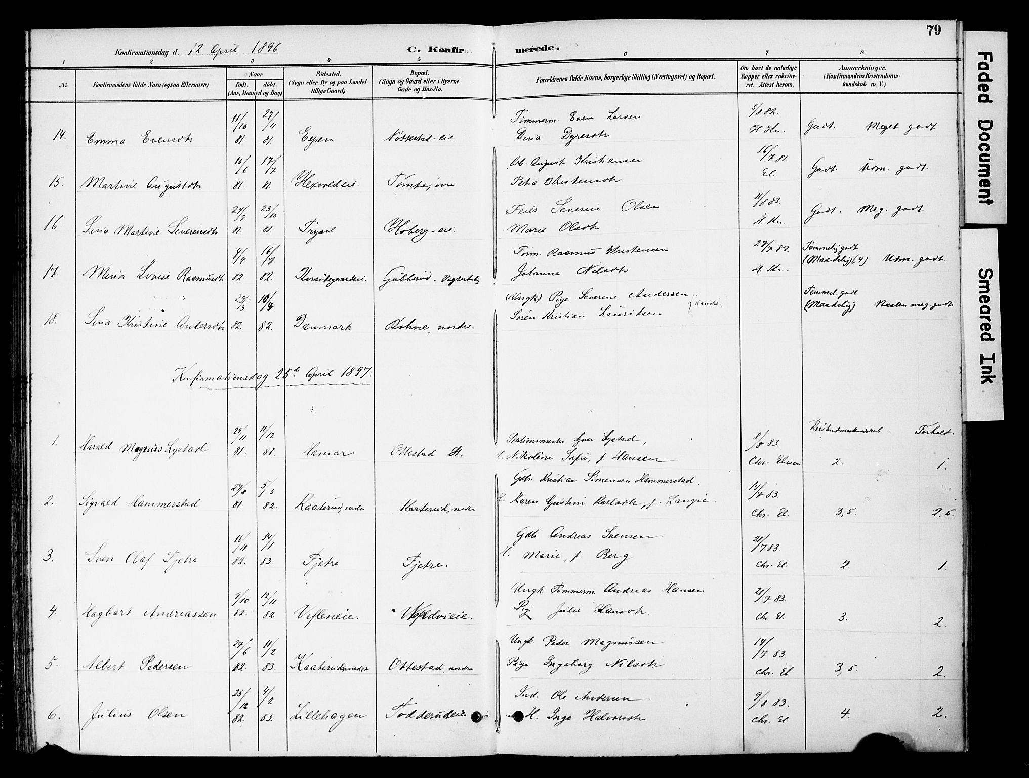 Stange prestekontor, SAH/PREST-002/K/L0021: Parish register (official) no. 21, 1891-1902, p. 79