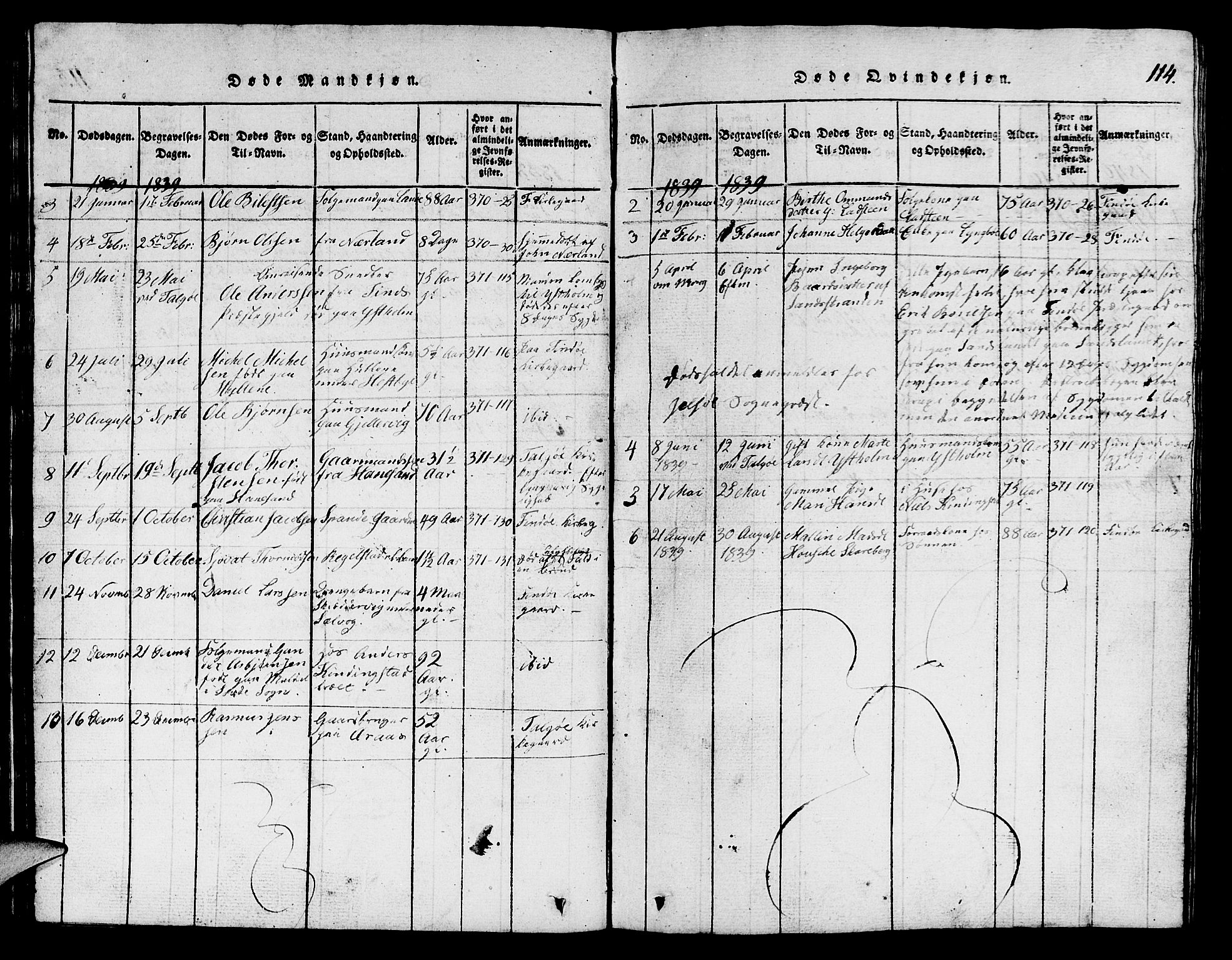 Finnøy sokneprestkontor, SAST/A-101825/H/Ha/Hab/L0001: Parish register (copy) no. B 1, 1816-1856, p. 114