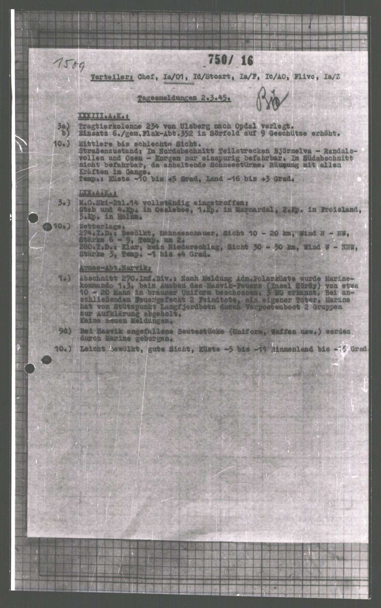 Forsvarets Overkommando. 2 kontor. Arkiv 11.4. Spredte tyske arkivsaker, AV/RA-RAFA-7031/D/Dar/Dara/L0008: Krigsdagbøker for 20. Gebirgs-Armee-Oberkommando (AOK 20), 1945, p. 54