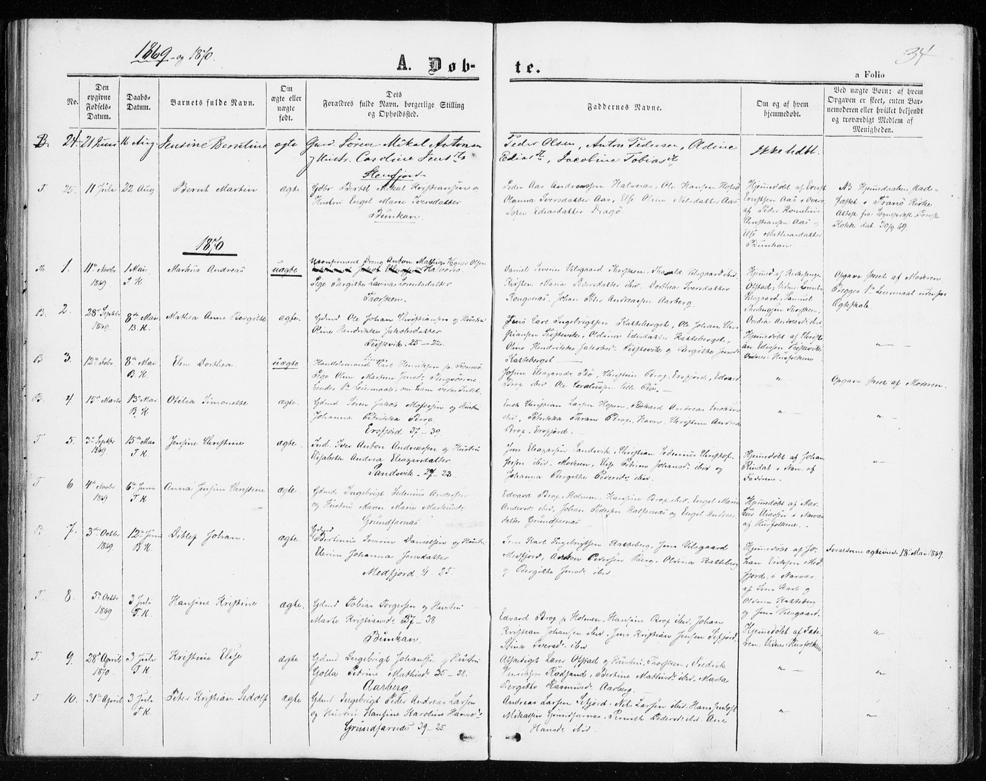 Berg sokneprestkontor, SATØ/S-1318/G/Ga/Gaa/L0002kirke: Parish register (official) no. 2, 1860-1872, p. 34