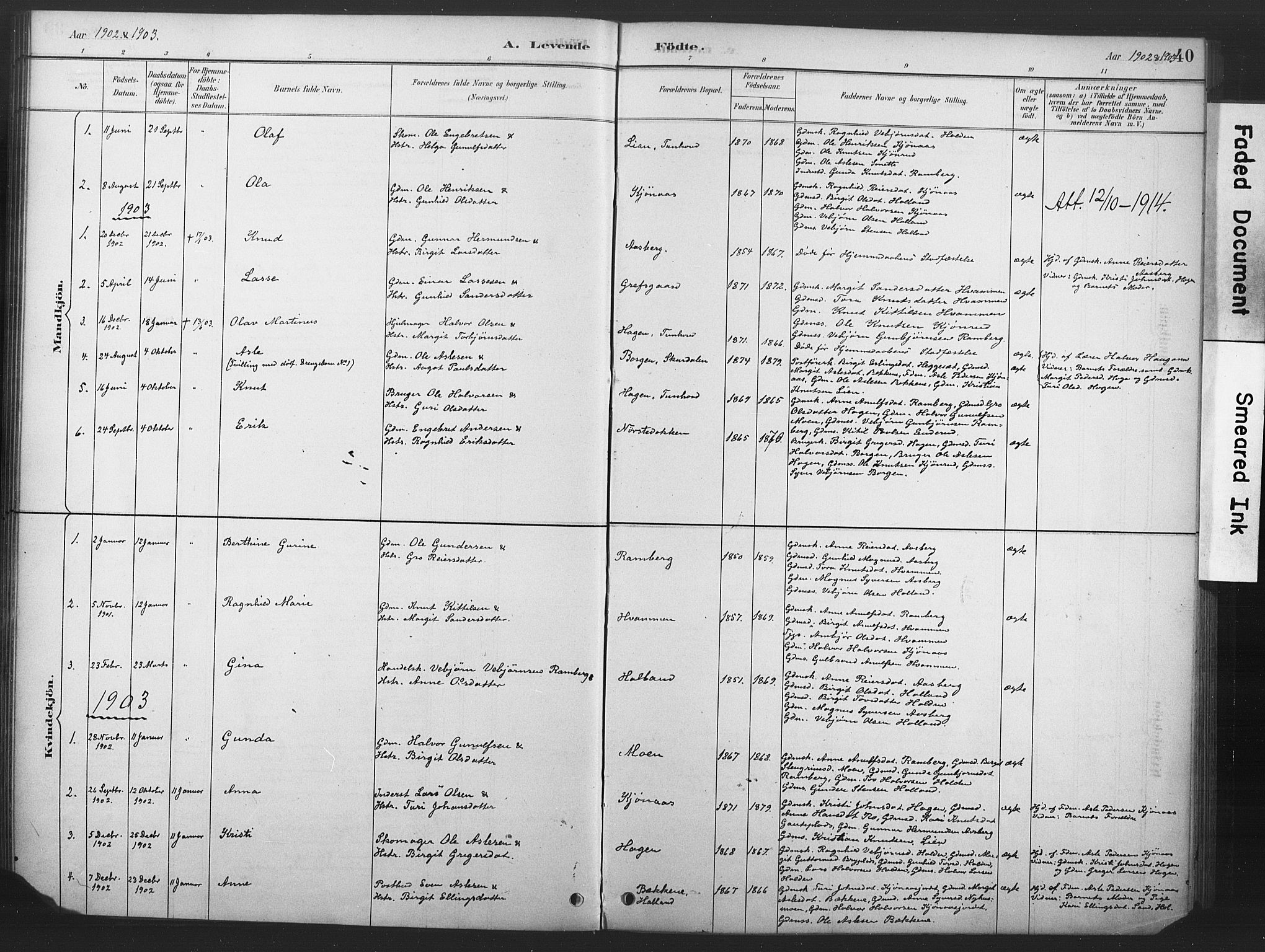 Nore kirkebøker, AV/SAKO-A-238/F/Fd/L0001: Parish register (official) no. IV 1, 1878-1918, p. 40