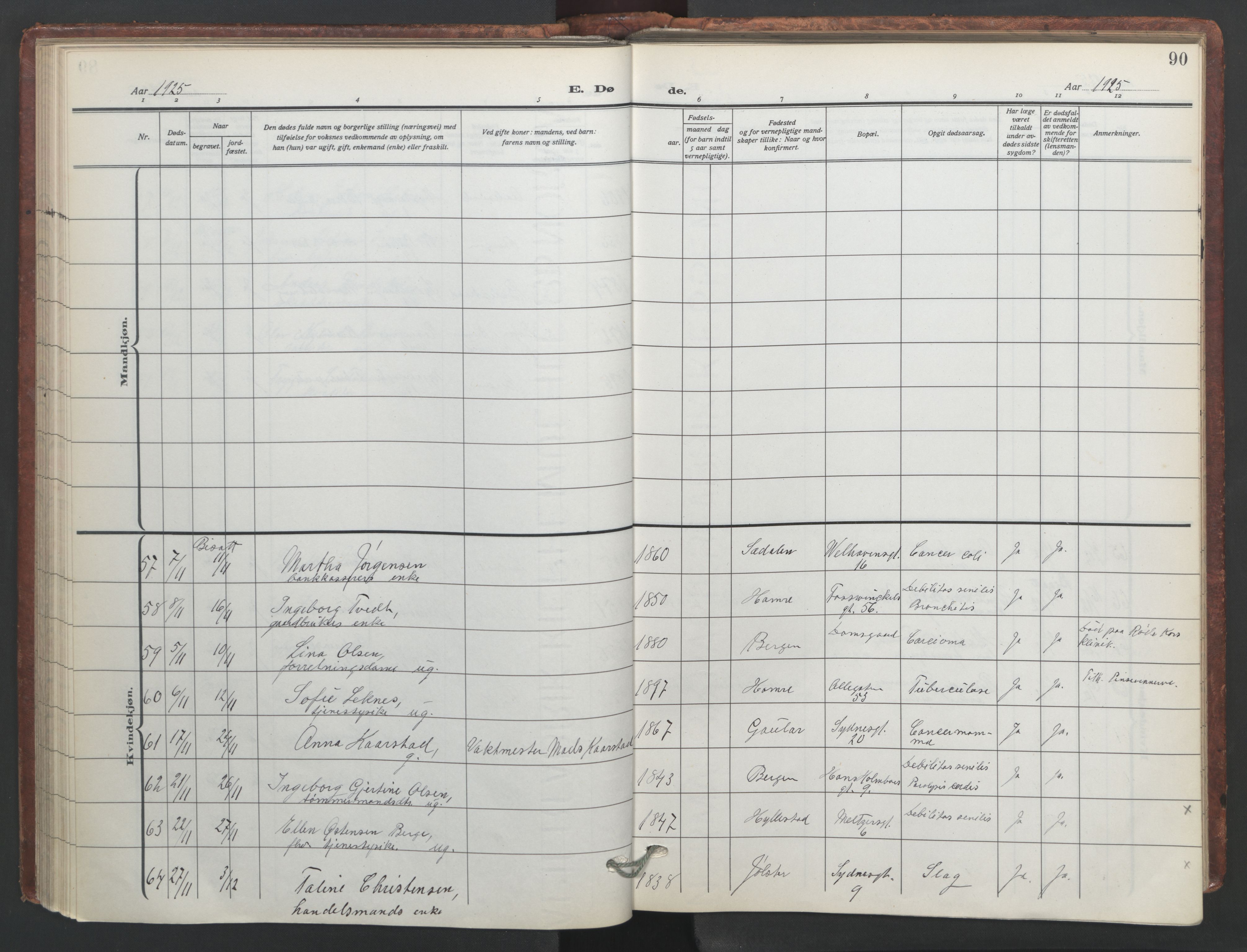 Johanneskirken sokneprestembete, SAB/A-76001/H/Hab: Parish register (copy) no. D 2, 1916-1950, p. 89b-90a