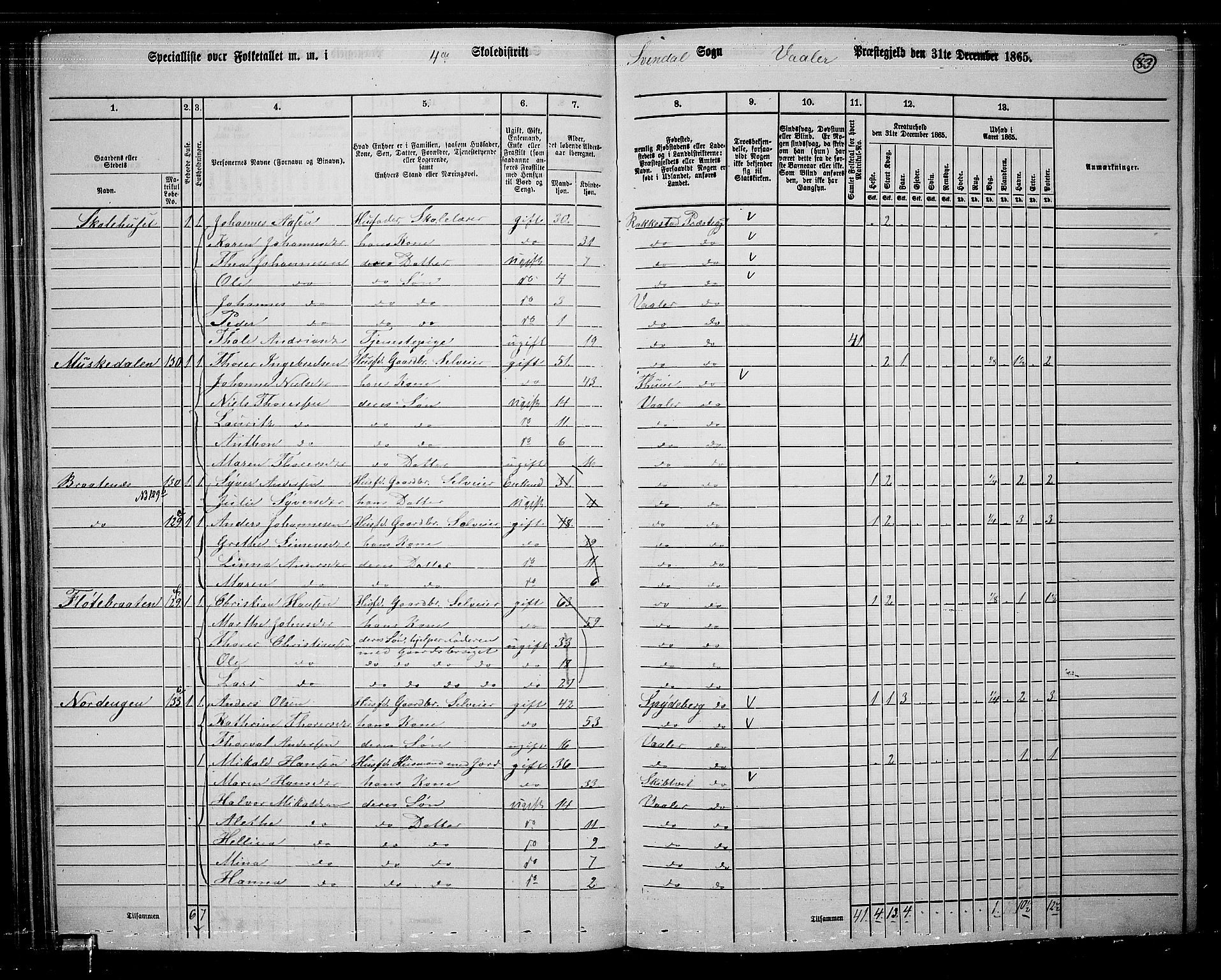 RA, 1865 census for Våler, 1865, p. 73