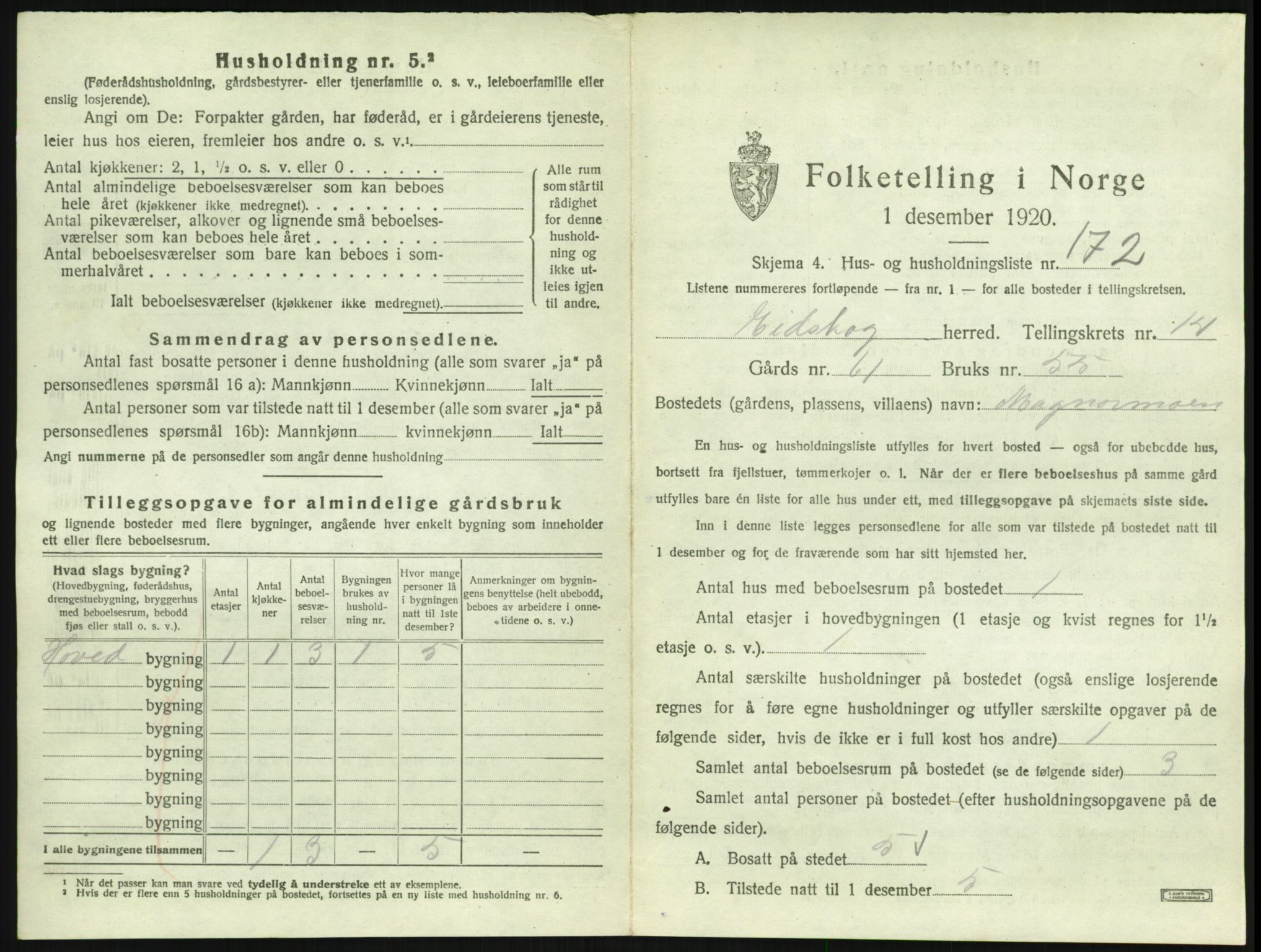 SAH, 1920 census for Eidskog, 1920, p. 2399