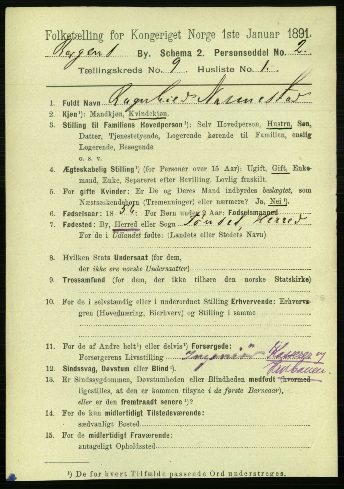 RA, 1891 Census for 1301 Bergen, 1891, p. 17706