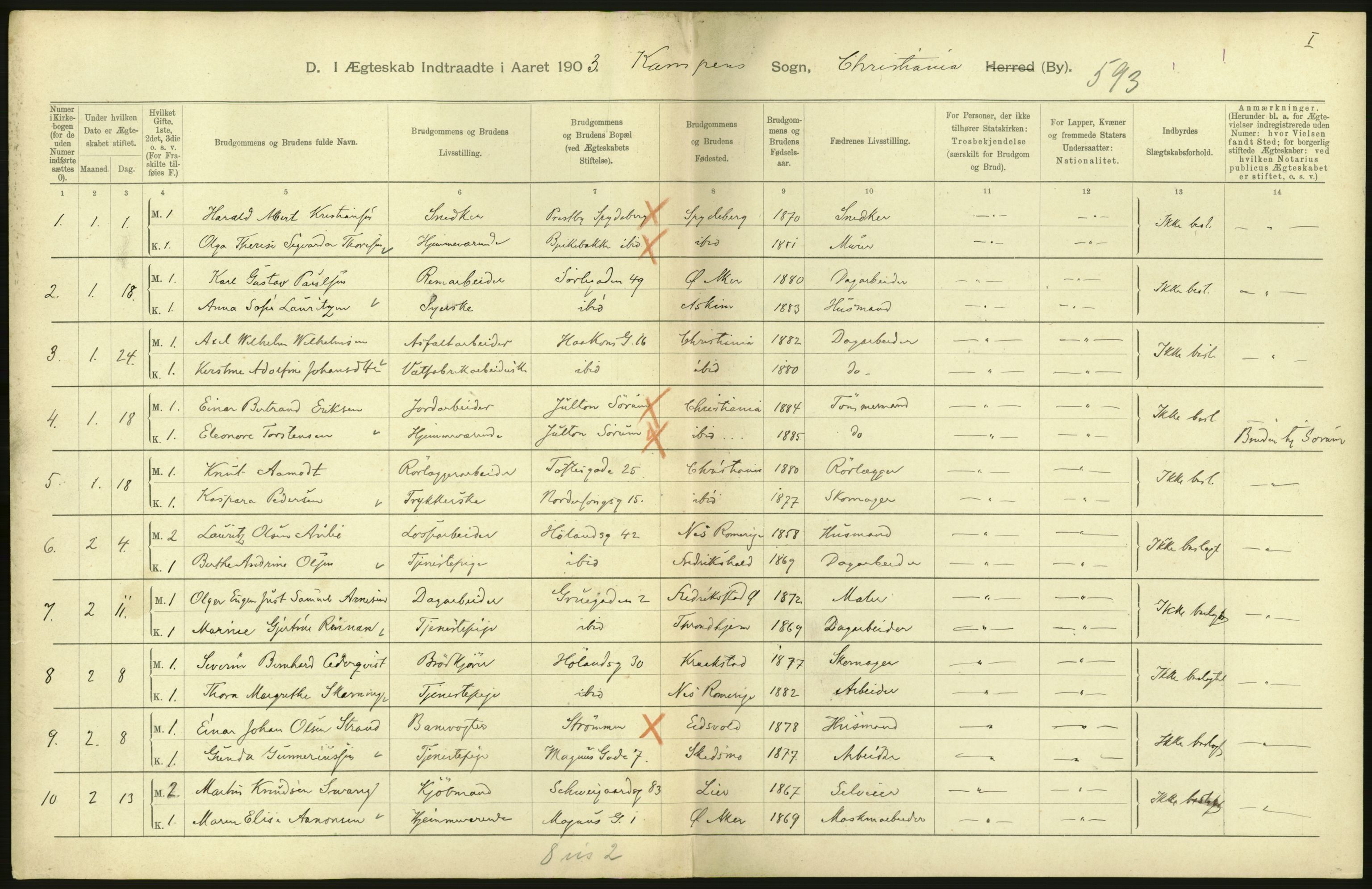 Statistisk sentralbyrå, Sosiodemografiske emner, Befolkning, AV/RA-S-2228/D/Df/Dfa/Dfaa/L0004: Kristiania: Gifte, døde, 1903, p. 474