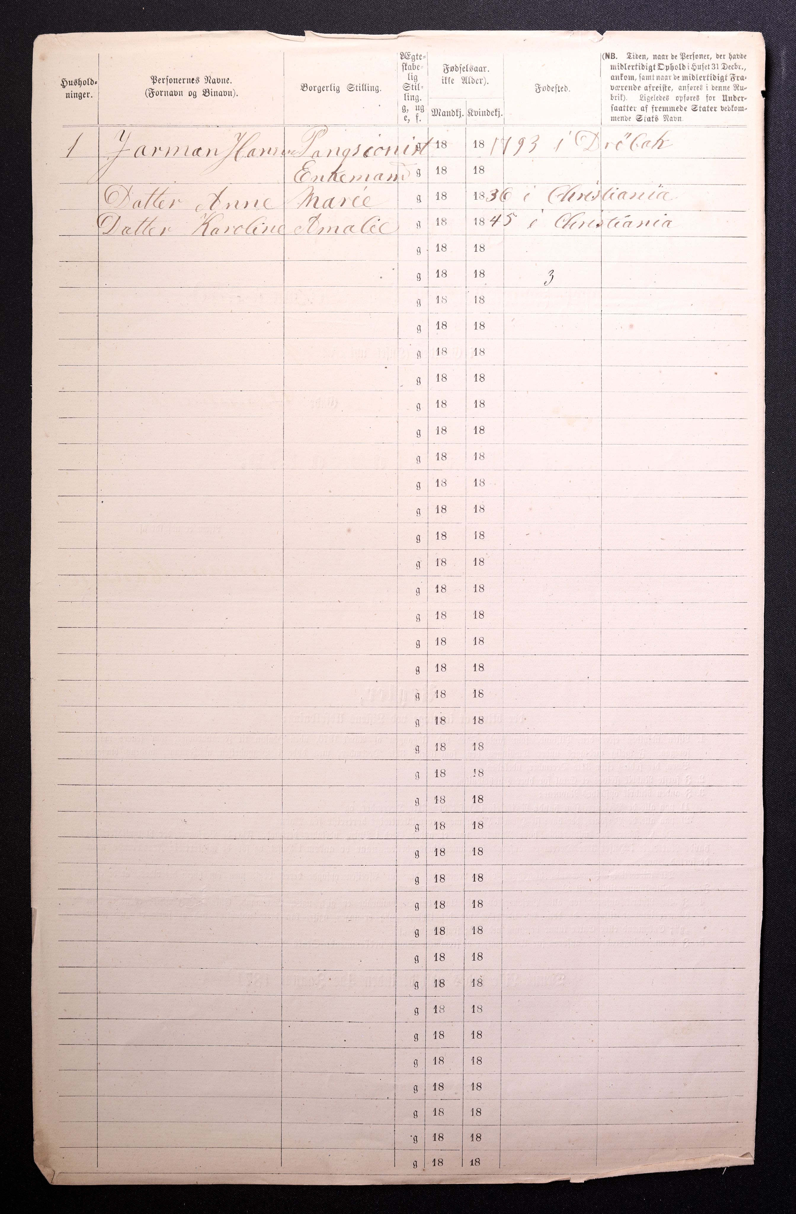 RA, 1870 census for 0301 Kristiania, 1870, p. 1731