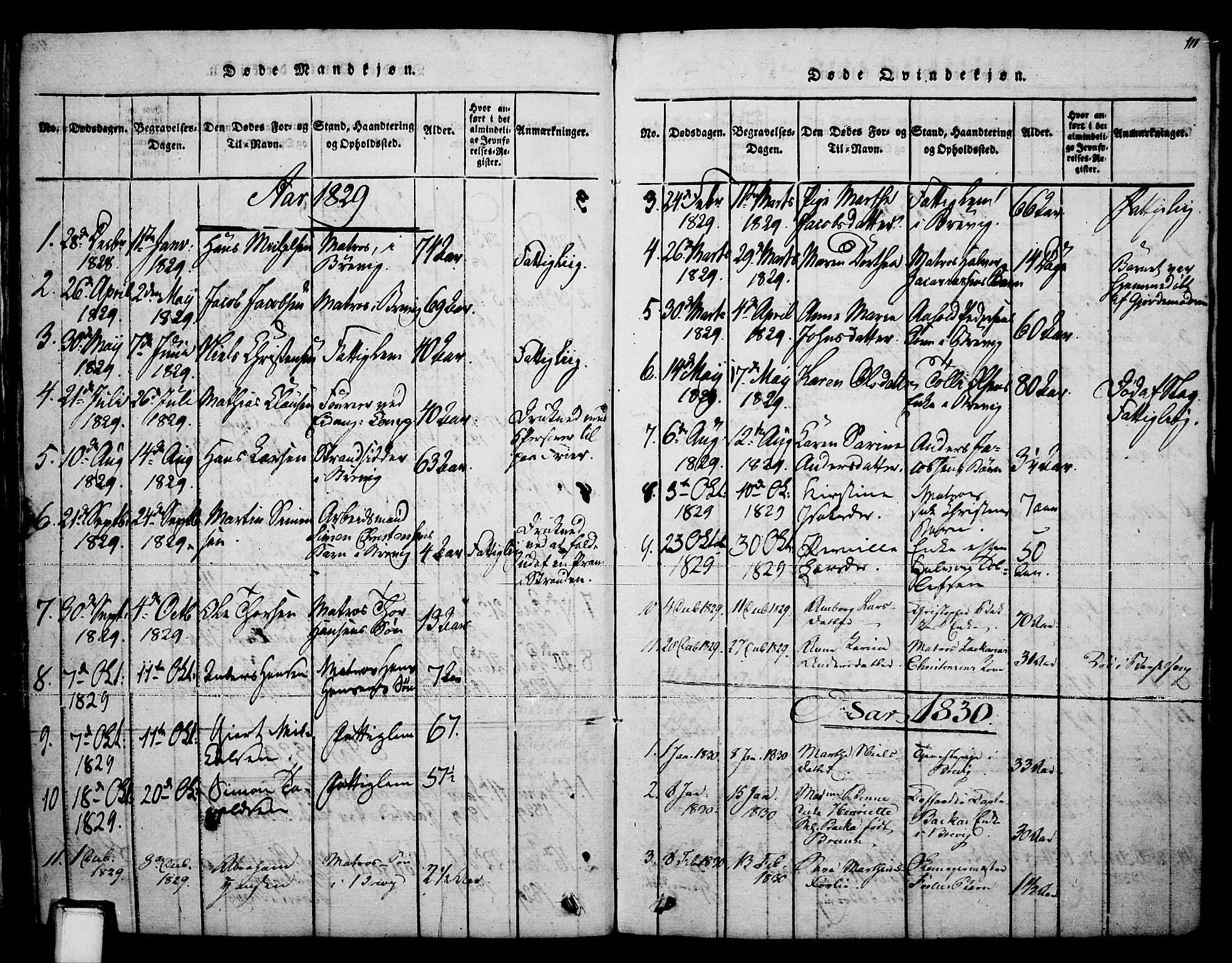 Brevik kirkebøker, AV/SAKO-A-255/F/Fa/L0004: Parish register (official) no. 4, 1814-1846, p. 111