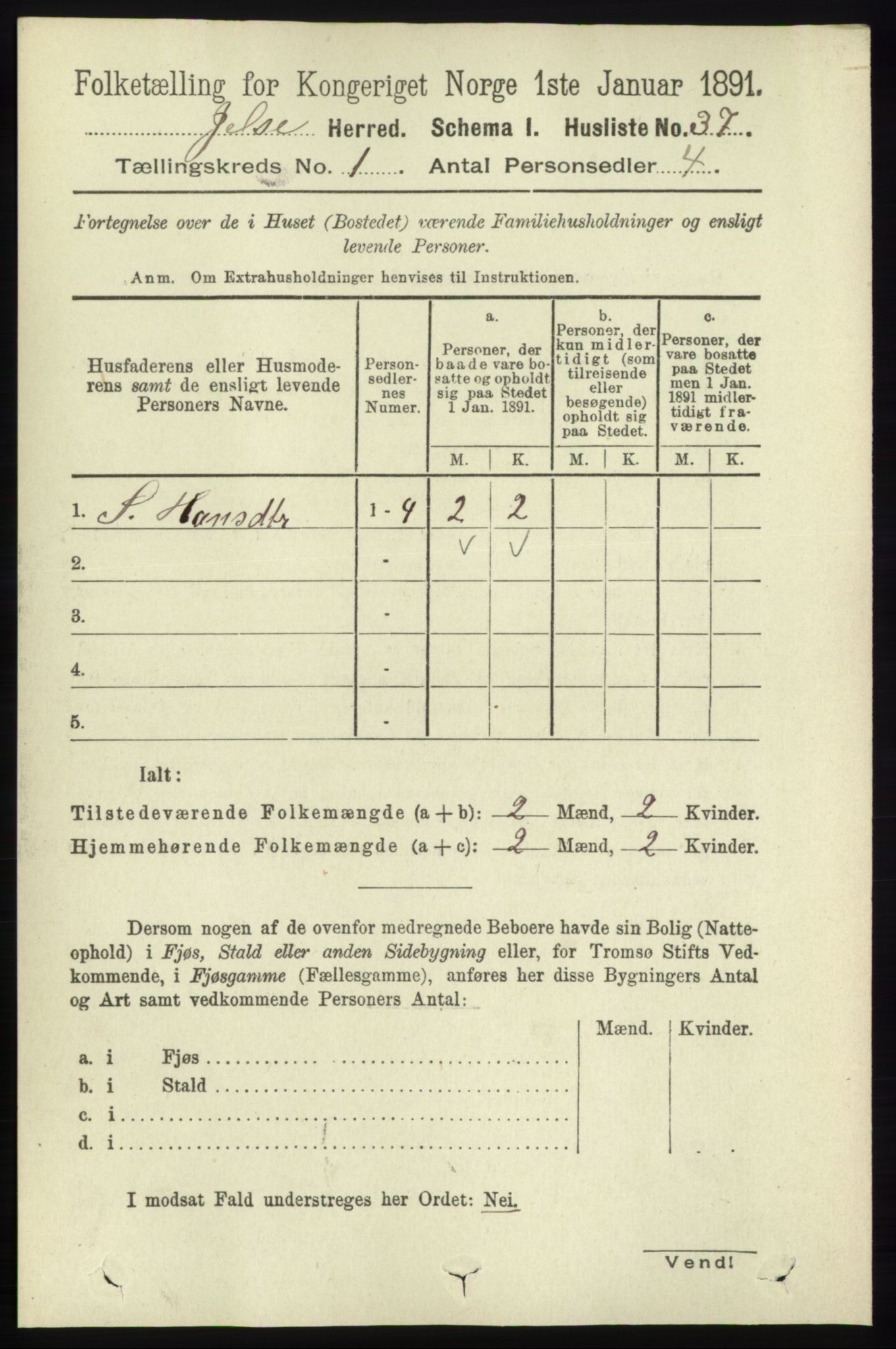 RA, 1891 census for 1138 Jelsa, 1891, p. 66