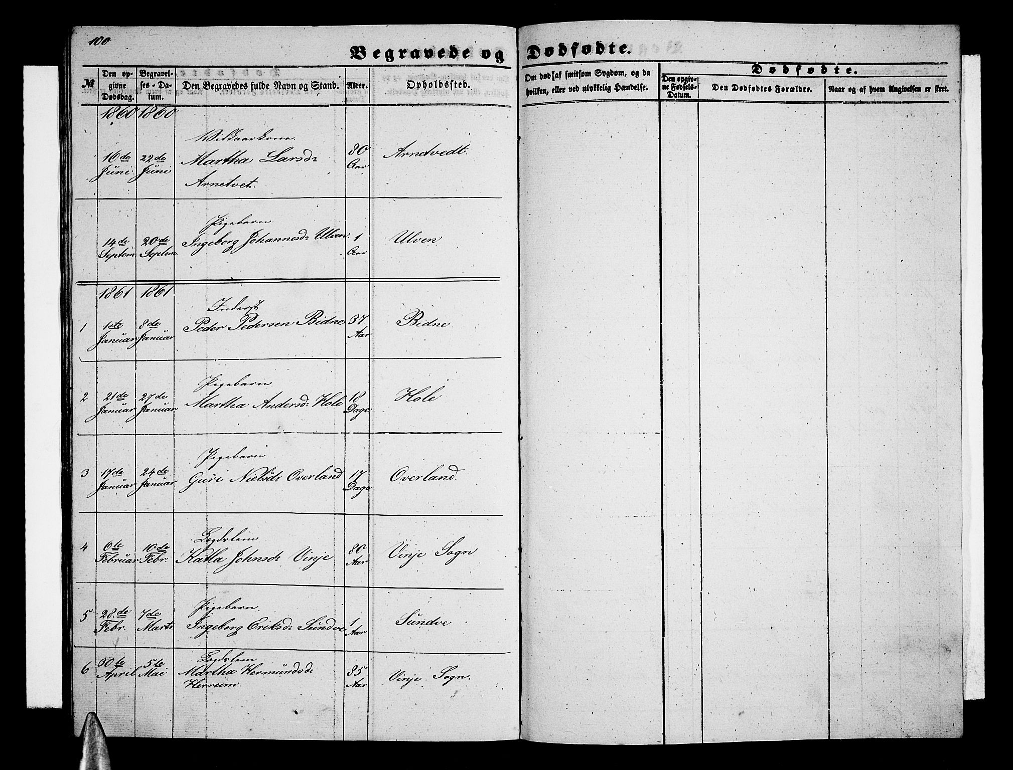 Vossestrand Sokneprestembete, AV/SAB-A-79101/H/Hab: Parish register (copy) no. B 1, 1855-1867, p. 100