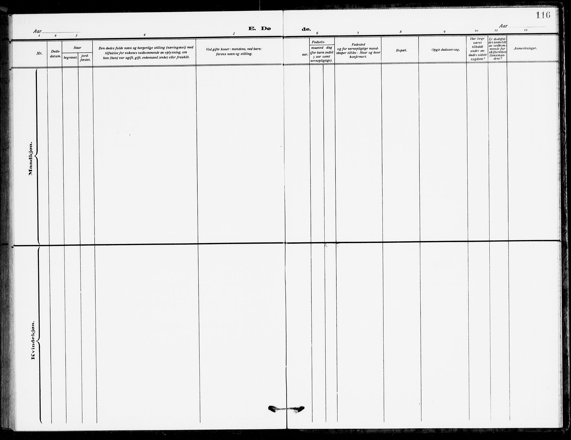 Holum sokneprestkontor, AV/SAK-1111-0022/F/Fb/Fbc/L0004: Parish register (copy) no. B 4, 1908-1930, p. 116