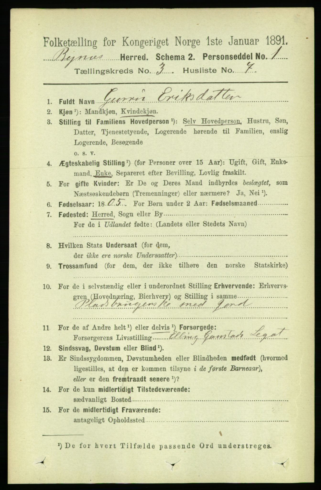 RA, 1891 census for 1655 Byneset, 1891, p. 1322