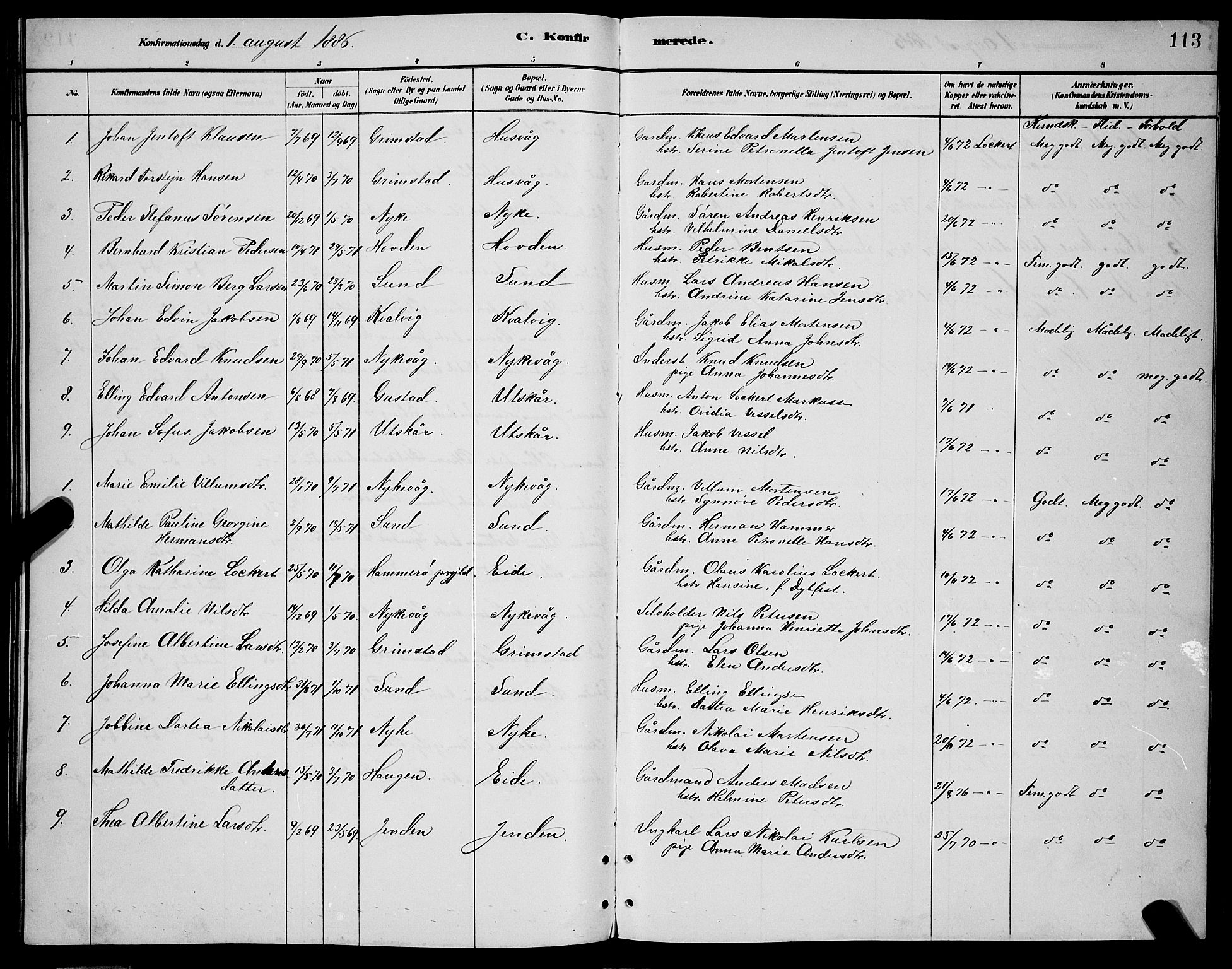 Ministerialprotokoller, klokkerbøker og fødselsregistre - Nordland, AV/SAT-A-1459/892/L1325: Parish register (copy) no. 892C02, 1878-1896, p. 113