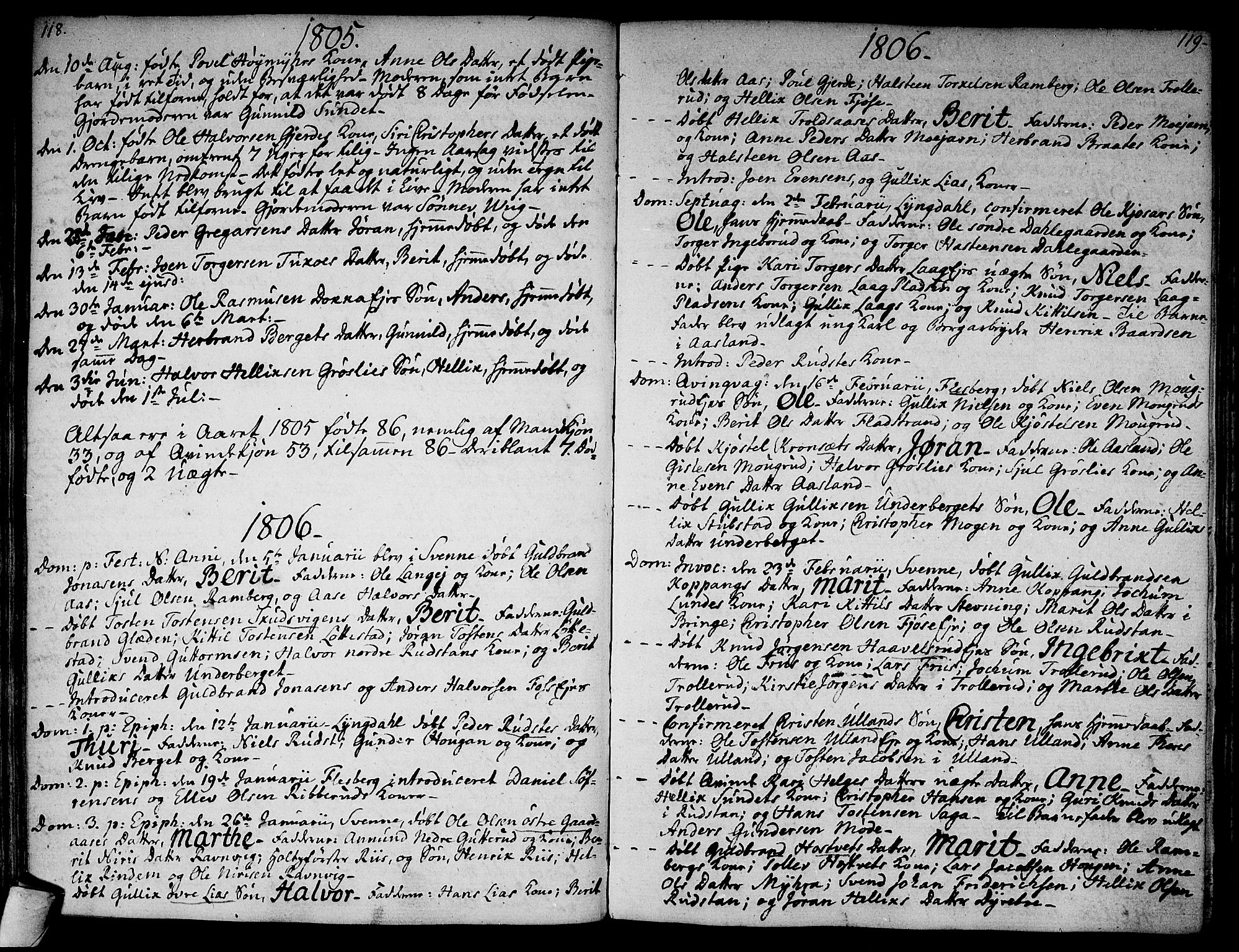 Flesberg kirkebøker, AV/SAKO-A-18/F/Fa/L0004: Parish register (official) no. I 4, 1788-1815, p. 118-119