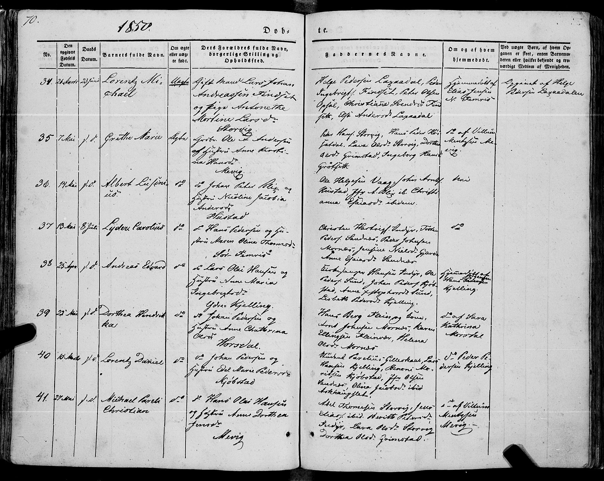 Ministerialprotokoller, klokkerbøker og fødselsregistre - Nordland, SAT/A-1459/805/L0097: Parish register (official) no. 805A04, 1837-1861, p. 70