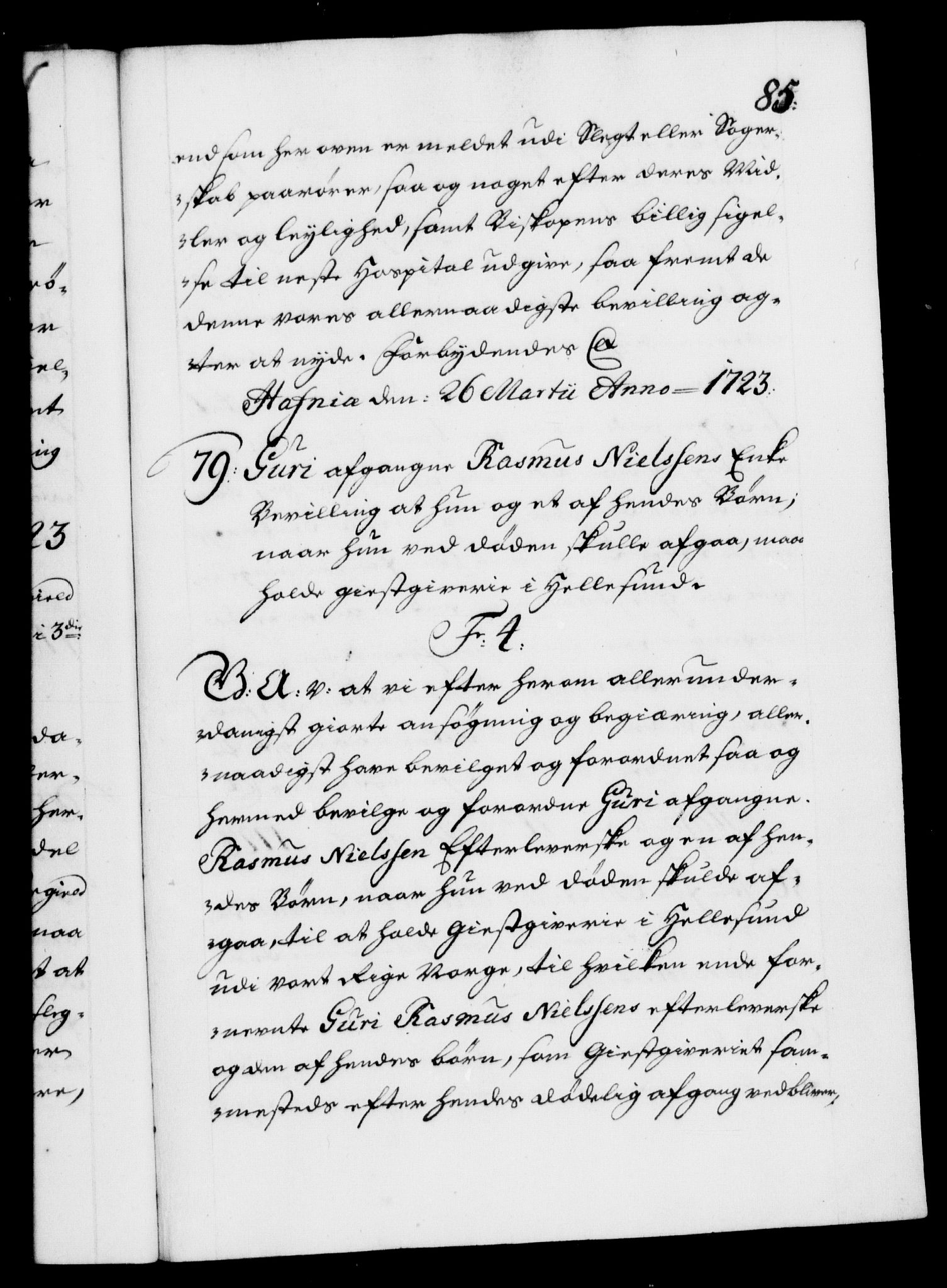 Danske Kanselli 1572-1799, AV/RA-EA-3023/F/Fc/Fca/Fcaa/L0024: Norske registre, 1723-1725, p. 85a