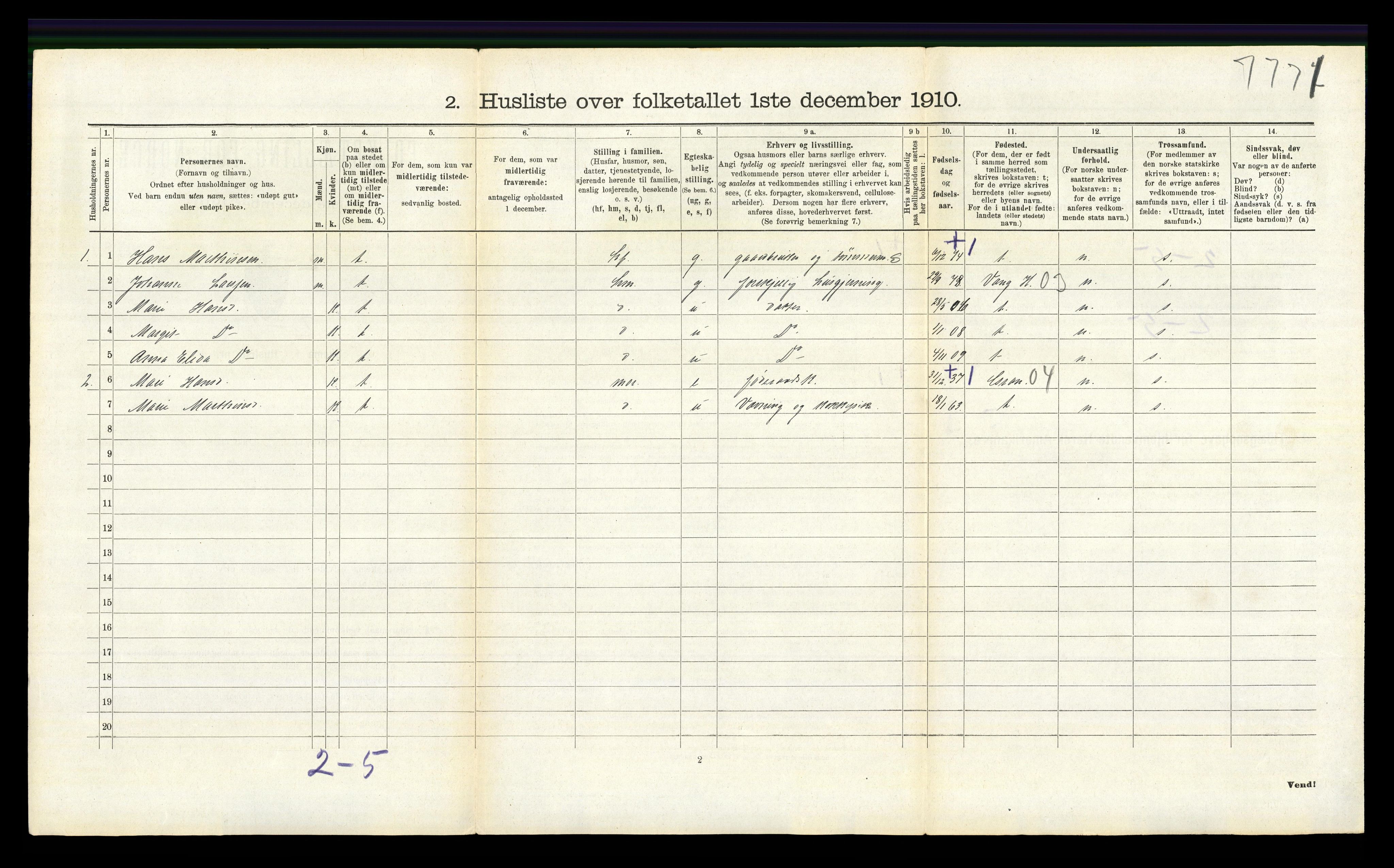 RA, 1910 census for Lunner, 1910, p. 489