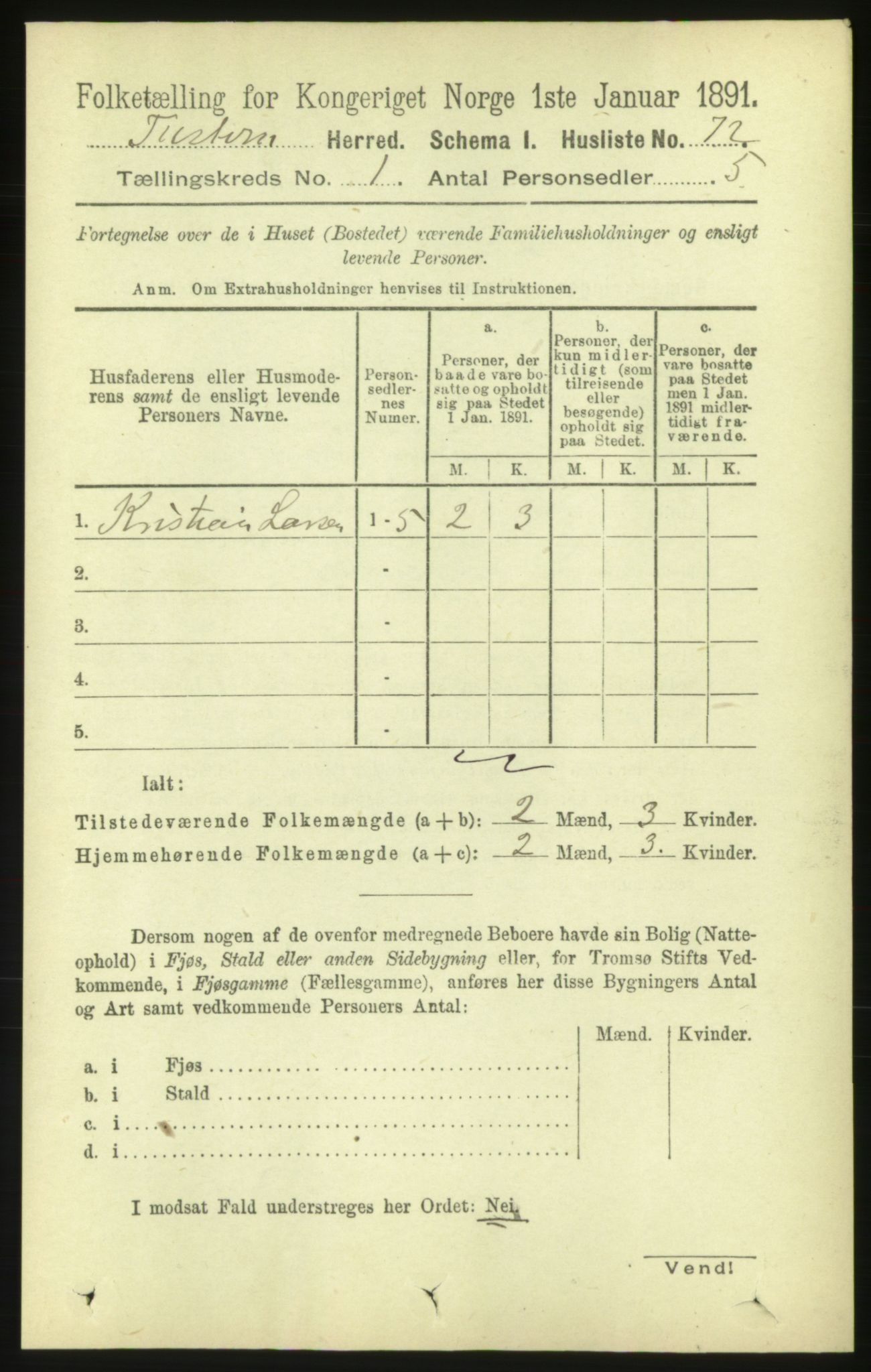 RA, 1891 census for 1572 Tustna, 1891, p. 92