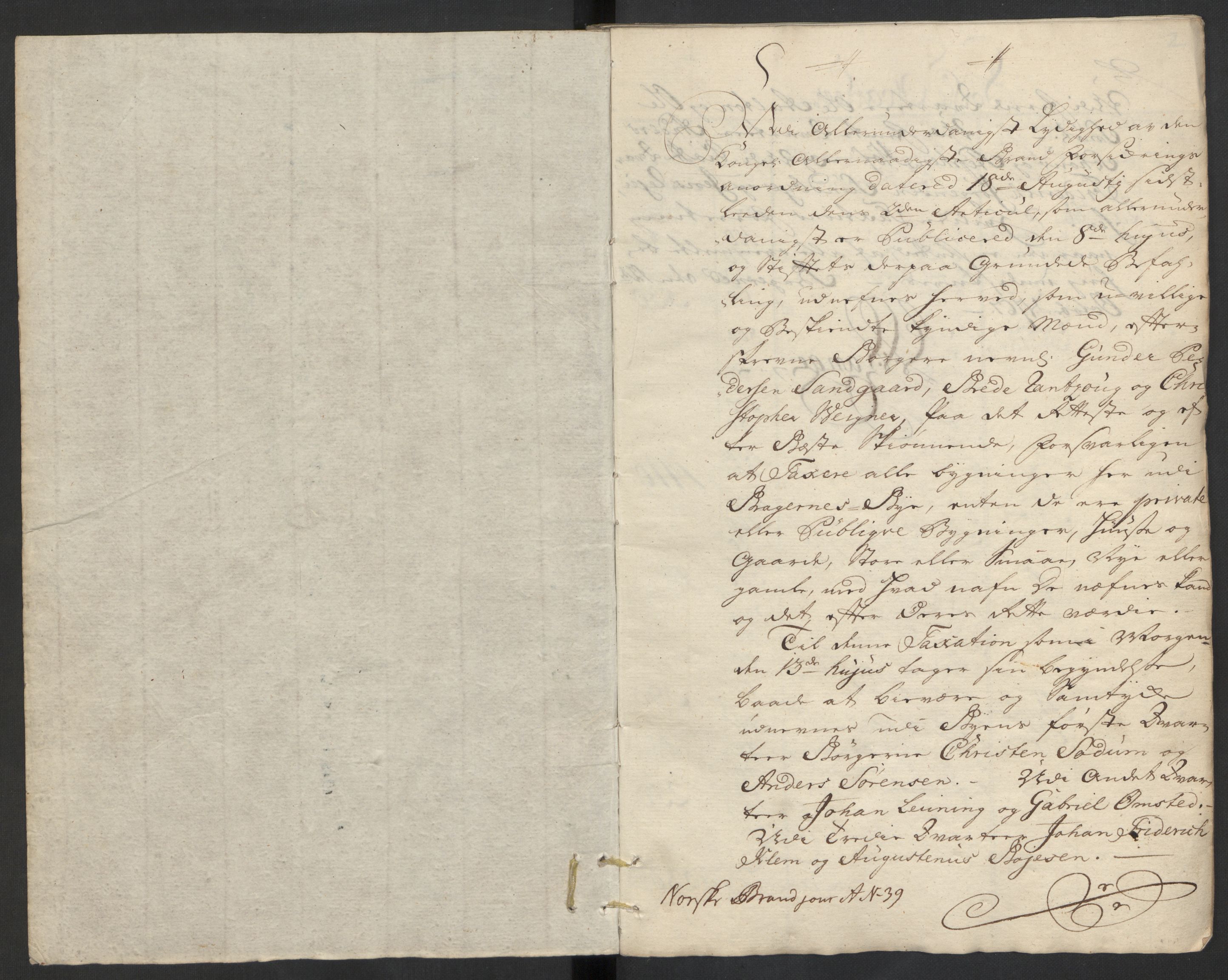 Kommersekollegiet, Brannforsikringskontoret 1767-1814, RA/EA-5458/F/Fa/L0008/0002: Bragernes / Branntakstprotokoll, 1767, p. 1