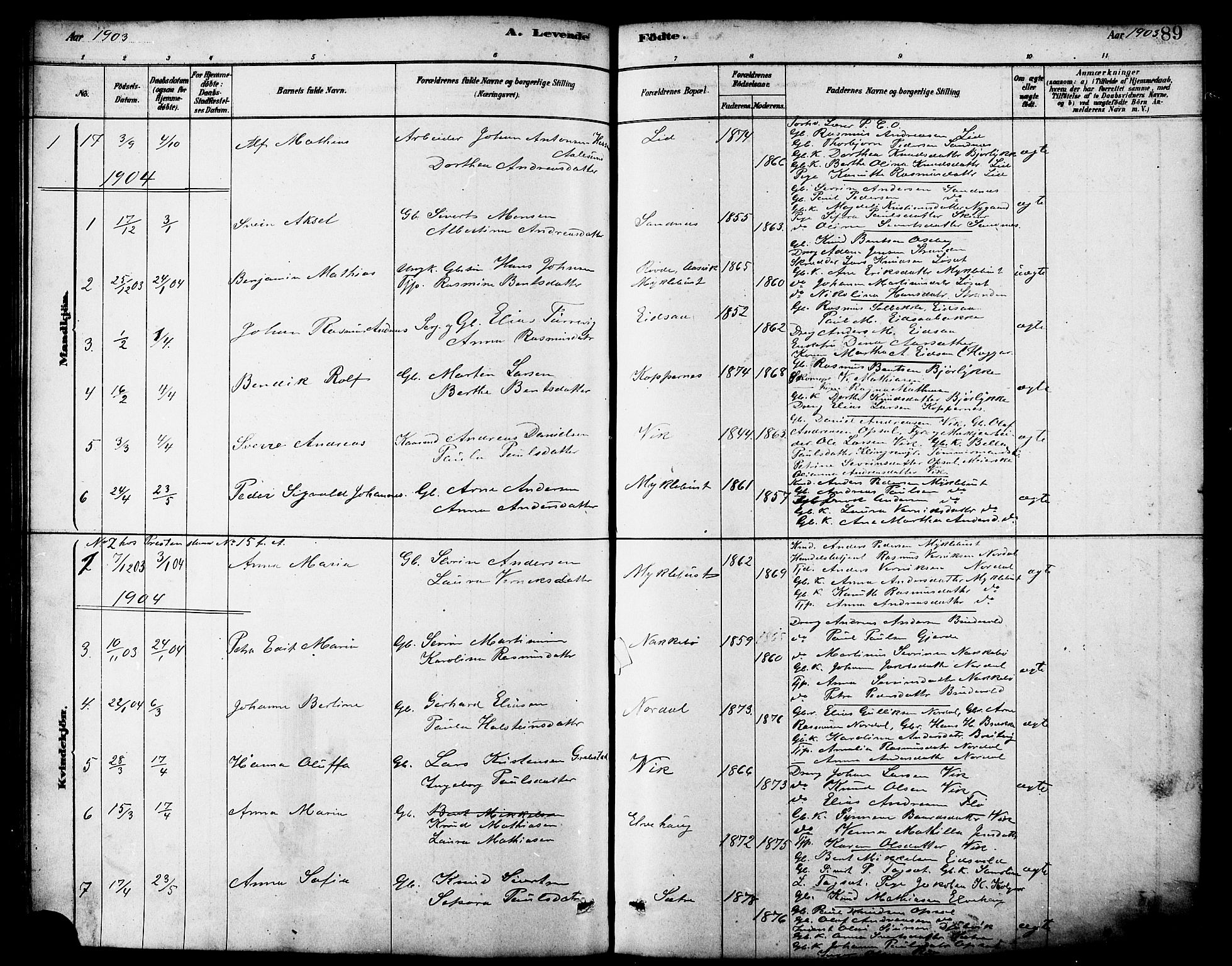 Ministerialprotokoller, klokkerbøker og fødselsregistre - Møre og Romsdal, AV/SAT-A-1454/502/L0027: Parish register (copy) no. 502C01, 1878-1908, p. 89