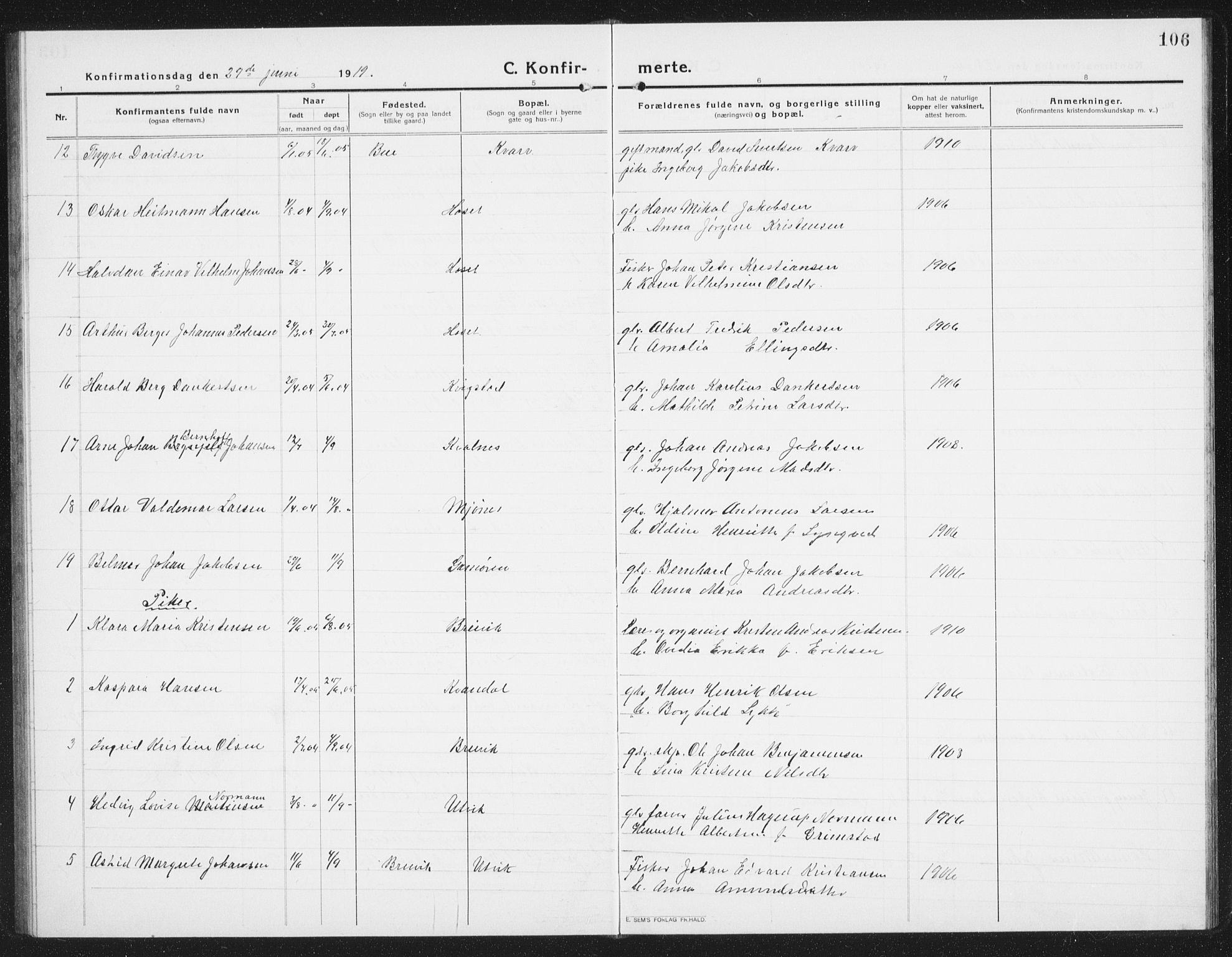 Ministerialprotokoller, klokkerbøker og fødselsregistre - Nordland, AV/SAT-A-1459/852/L0757: Parish register (copy) no. 852C08, 1916-1934, p. 106