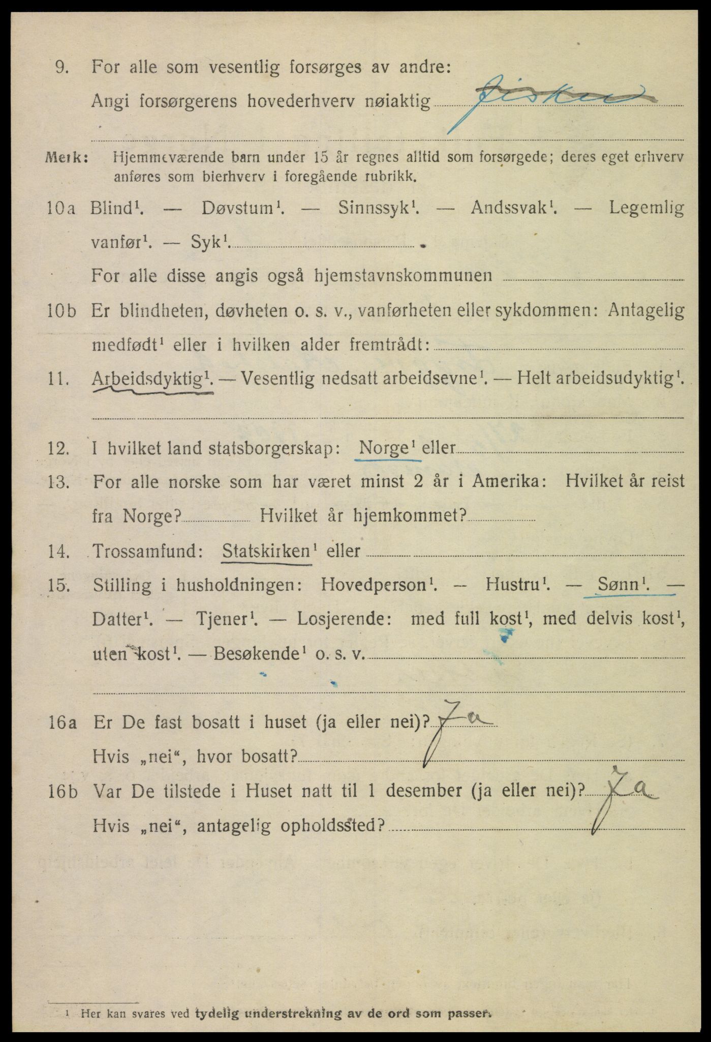 SAT, 1920 census for Namsos, 1920, p. 3140