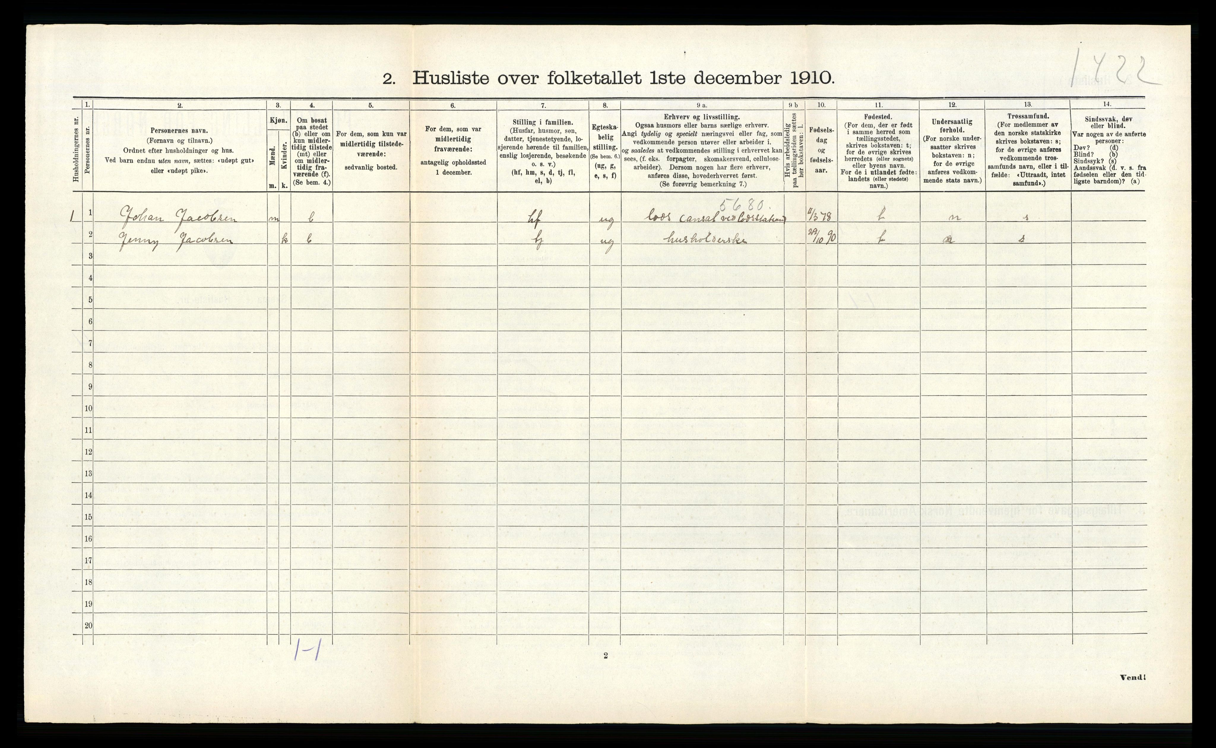 RA, 1910 census for Hamarøy, 1910, p. 313