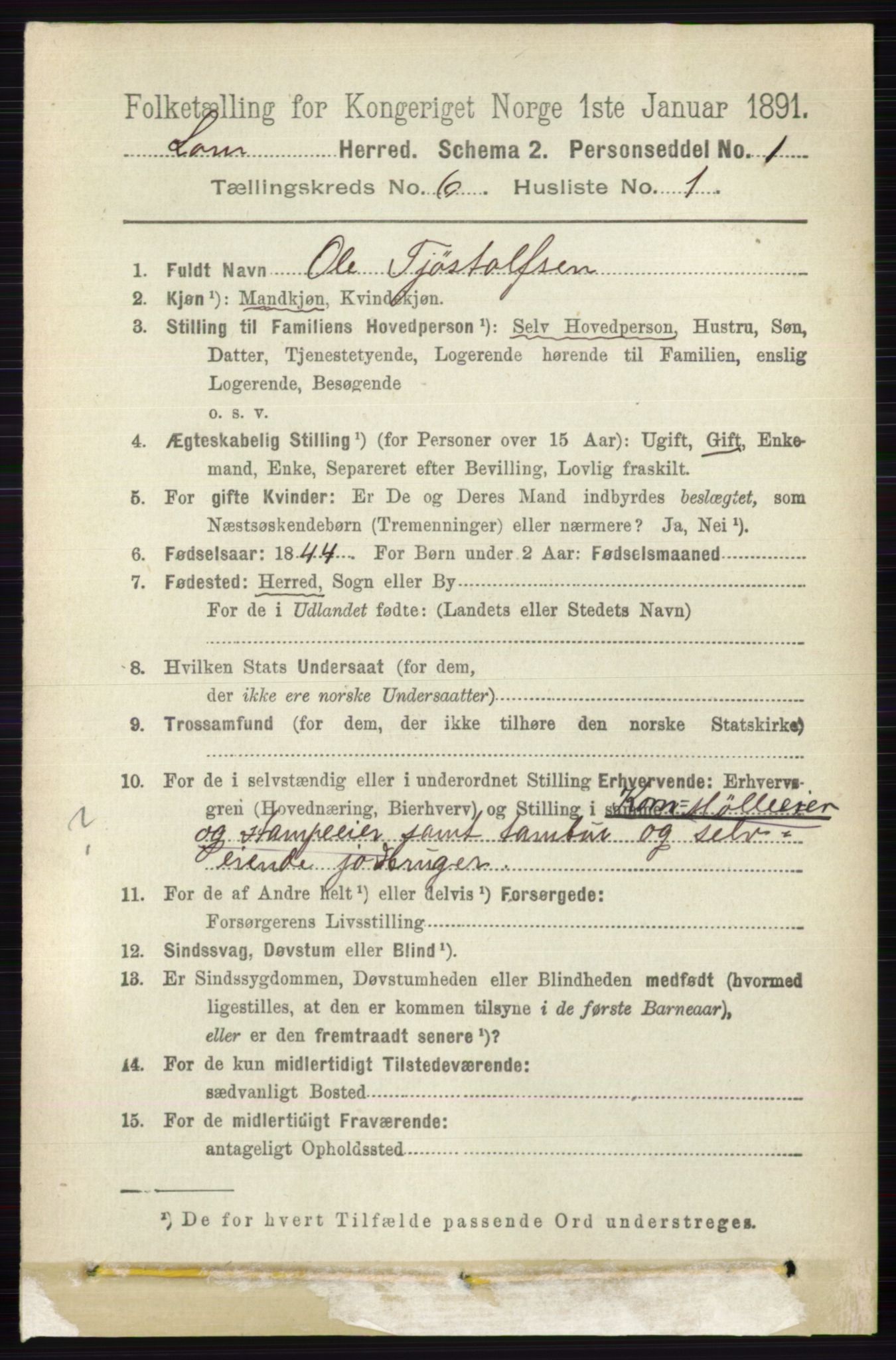 RA, 1891 census for 0514 Lom, 1891, p. 2370