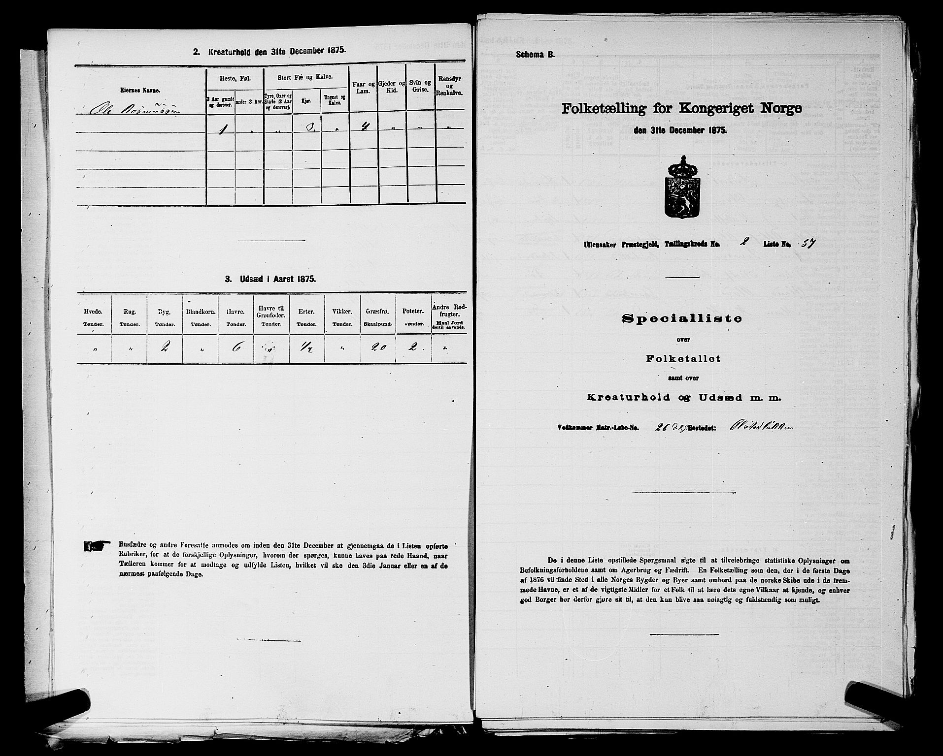 RA, 1875 census for 0235P Ullensaker, 1875, p. 170