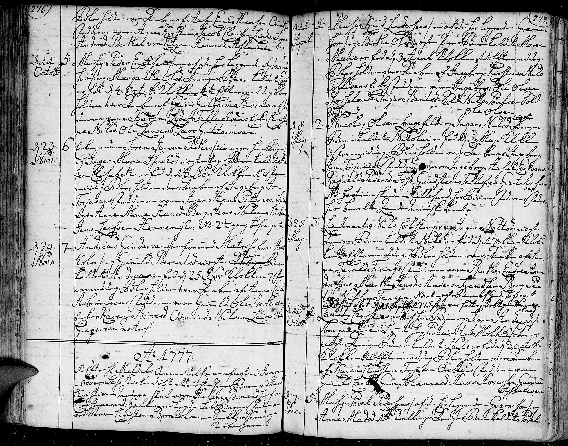 Kristiansand domprosti, AV/SAK-1112-0006/F/Fa/L0001: Parish register (official) no. A 1, 1734-1793, p. 276-277