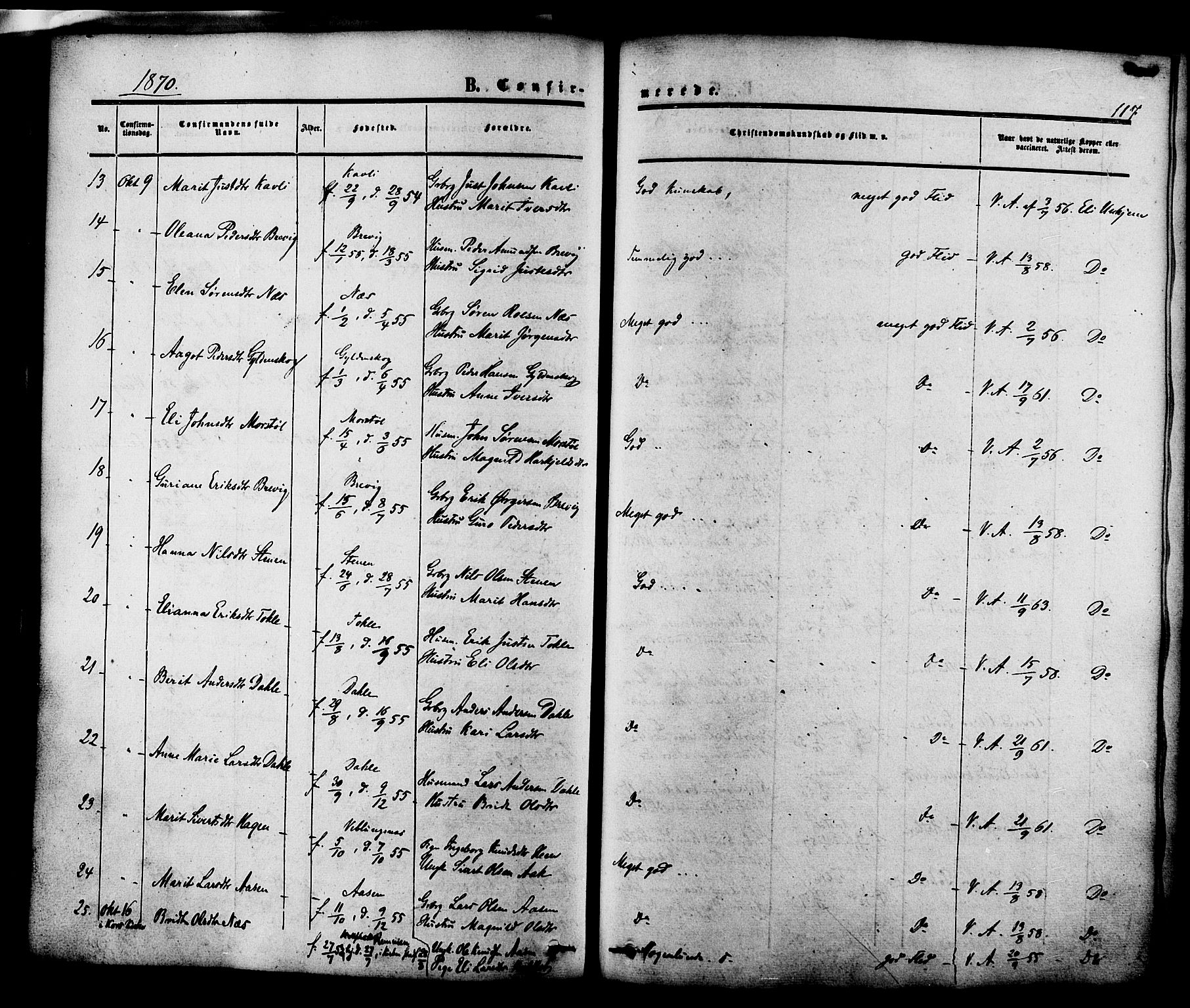 Ministerialprotokoller, klokkerbøker og fødselsregistre - Møre og Romsdal, SAT/A-1454/545/L0586: Parish register (official) no. 545A02, 1854-1877, p. 117